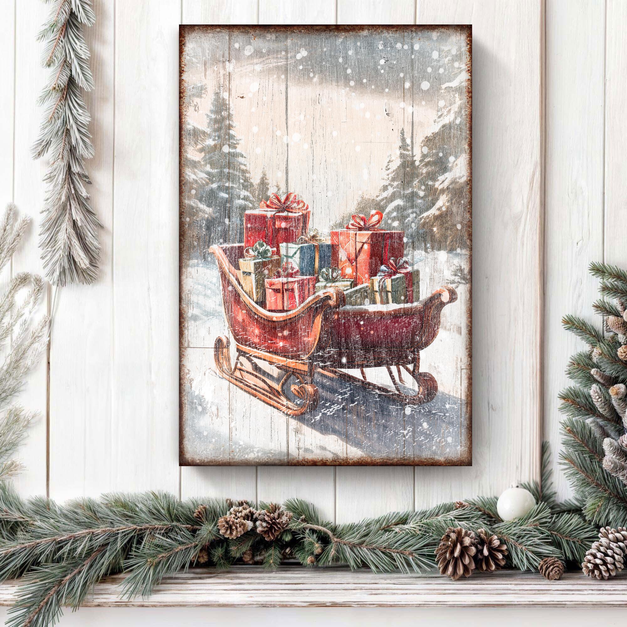 Vintage Christmas Sleigh Sled Wall Art V on sale at MyriadMart