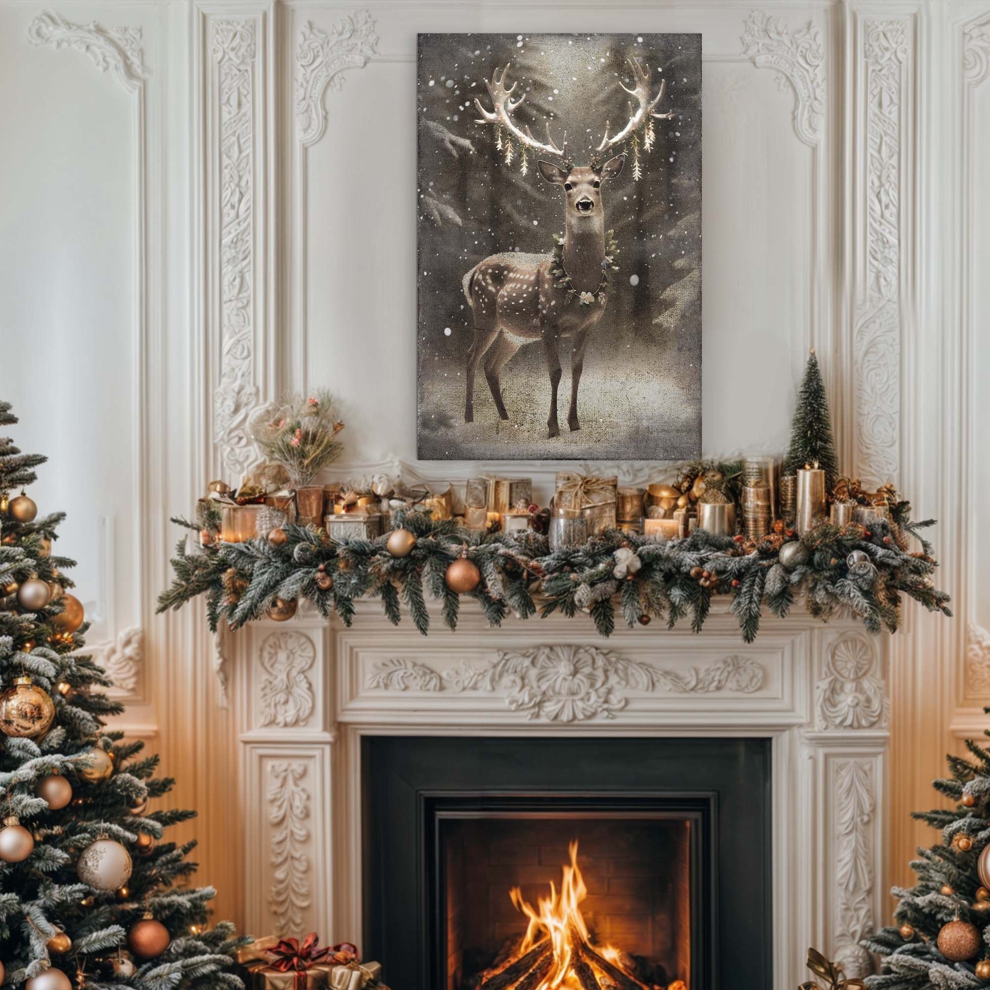 Vintage Winter Deer Christmas Wall Art on sale at MyriadMart