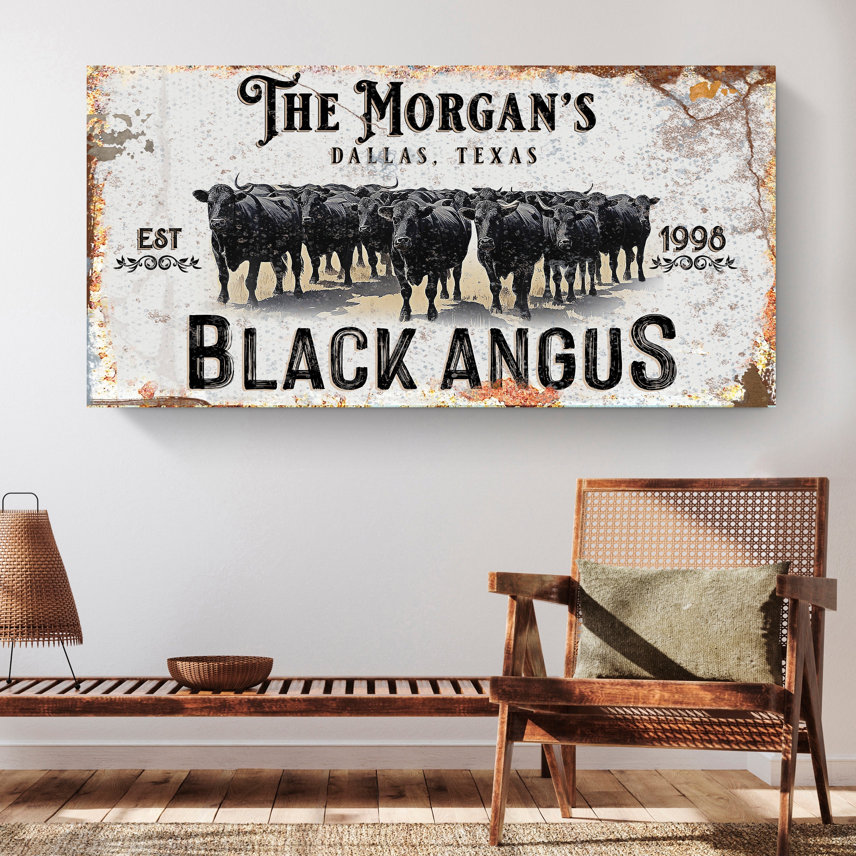 Personalized Black Angus Cattle Sign II on sale at MyriadMart
