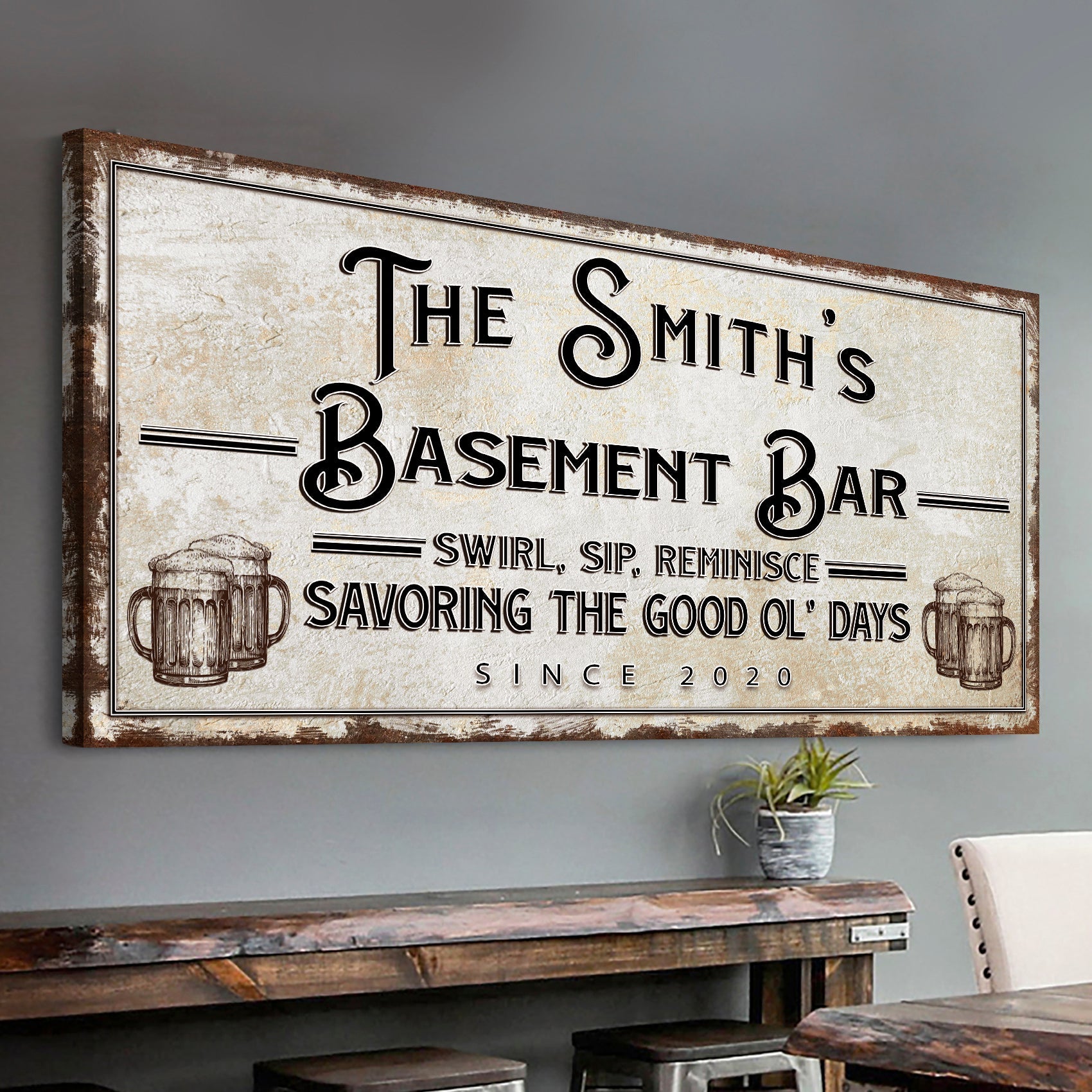 Swirl, Sip, Reminisce Basement Bar Sign on sale at MyriadMart