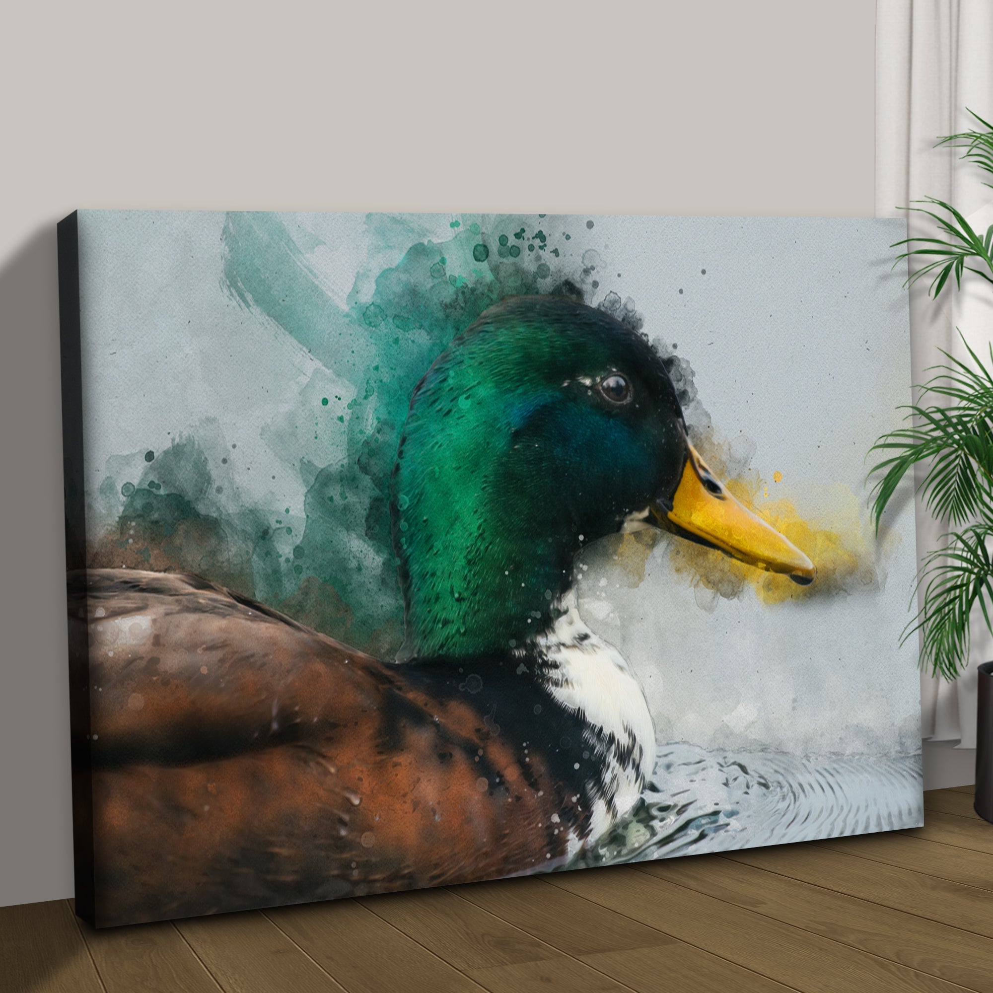 Duck Watercolor Canvas Wall Art on sale at MyriadMart
