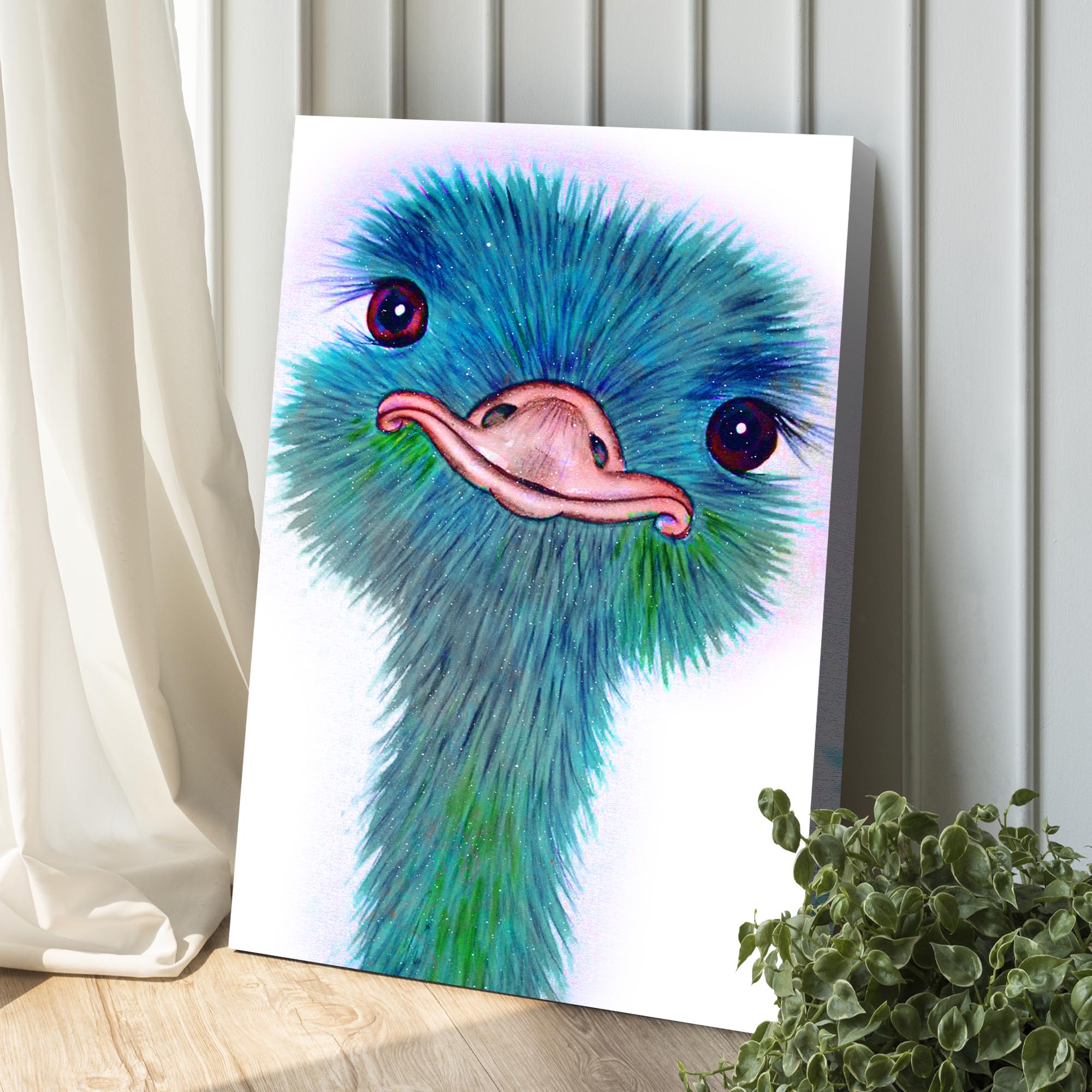 Watercolor Ostrich Canvas Wall Art on sale at MyriadMart