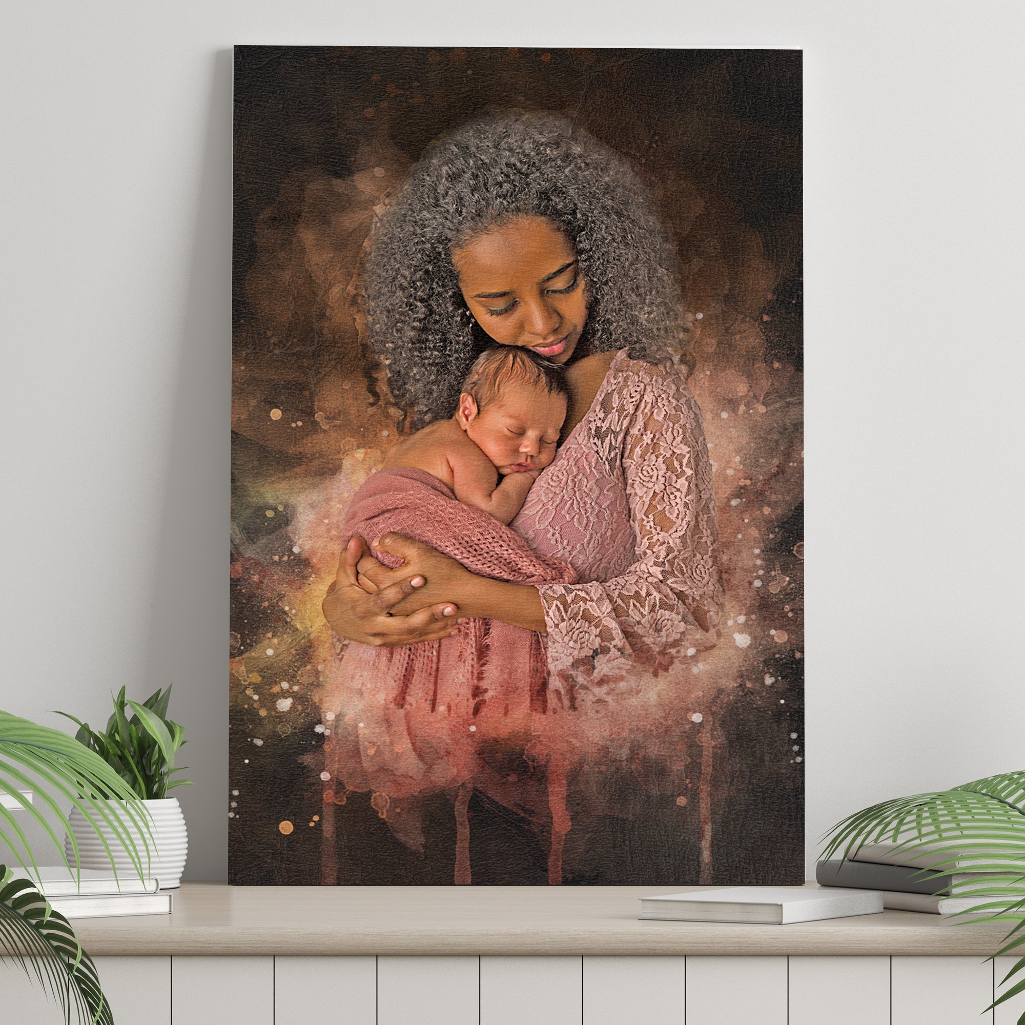 Mother's Day Watercolor Portrait Sign Mother and Child on sale at MyriadMart