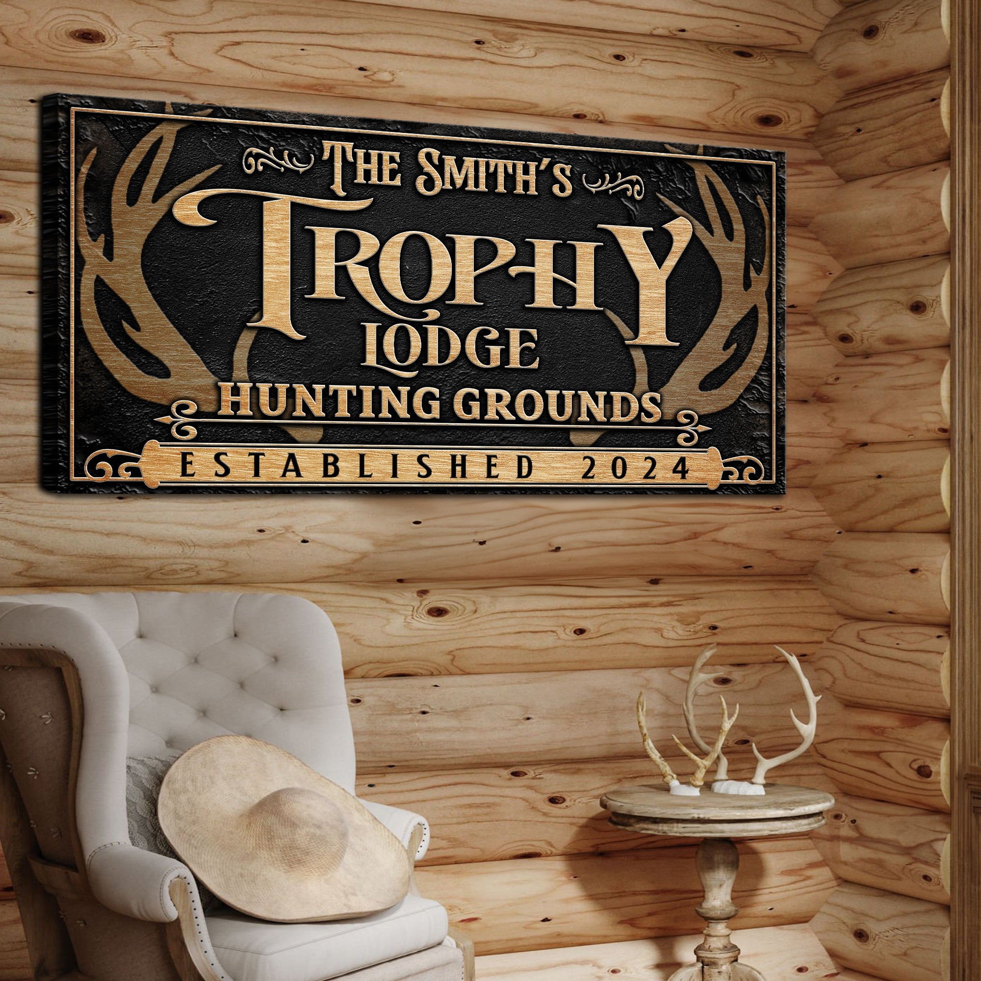 Personalized Family Antler Sign III on sale at MyriadMart