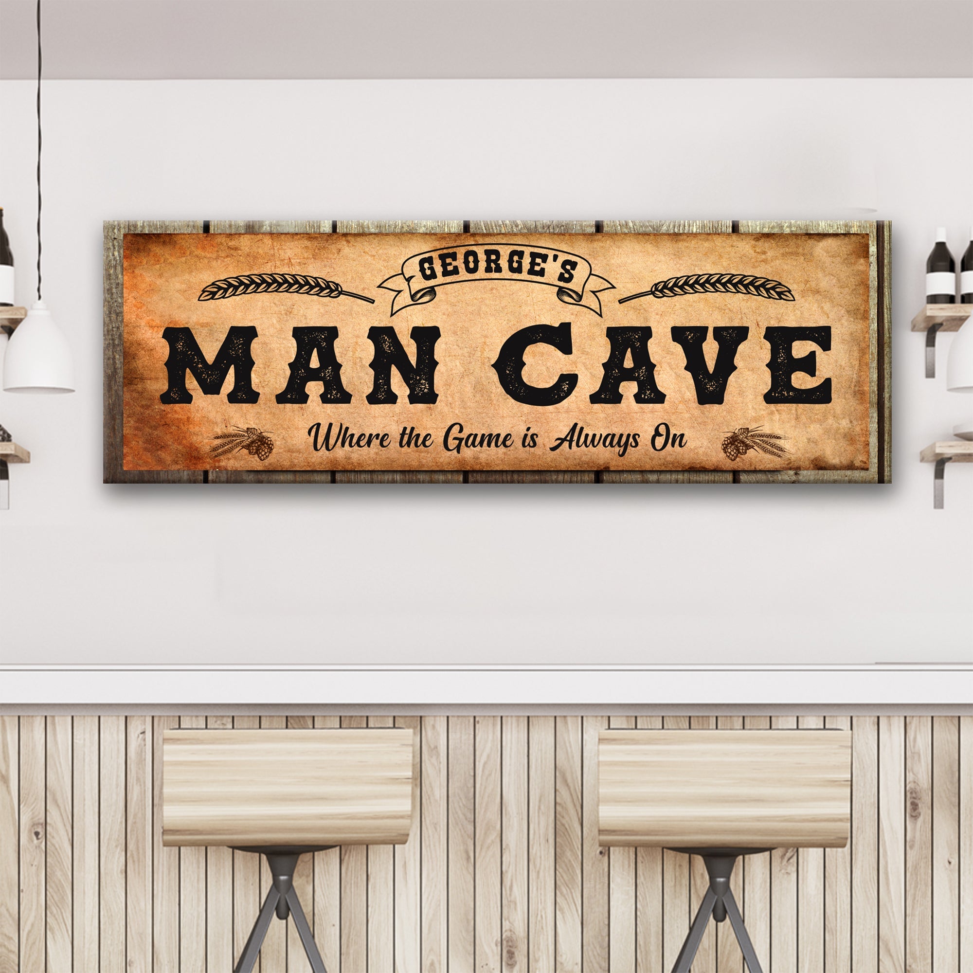Personalized Man Cave Sign: Rustic Man Cave Sign for Custom Bar Signs or Home Bar on sale at MyriadMart
