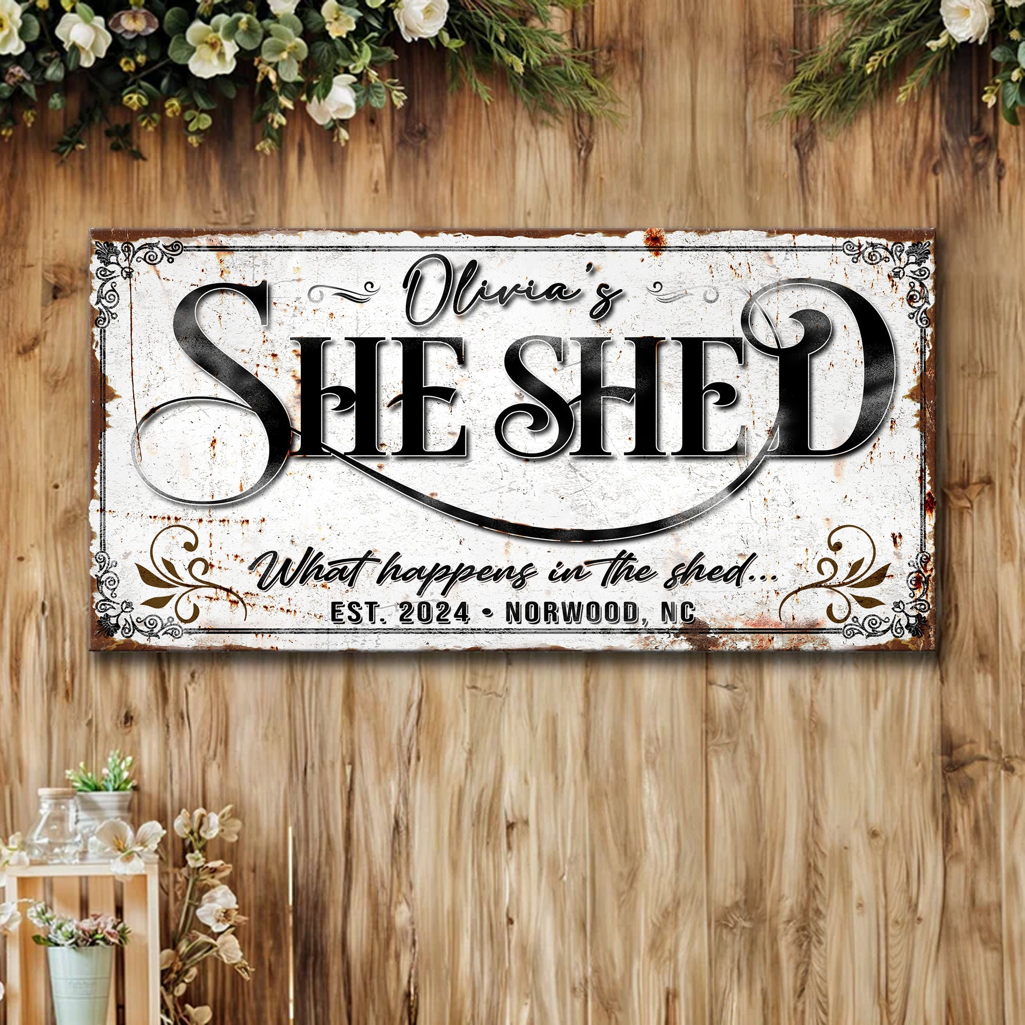 Personalized She Shed Sign XVIII on sale at MyriadMart