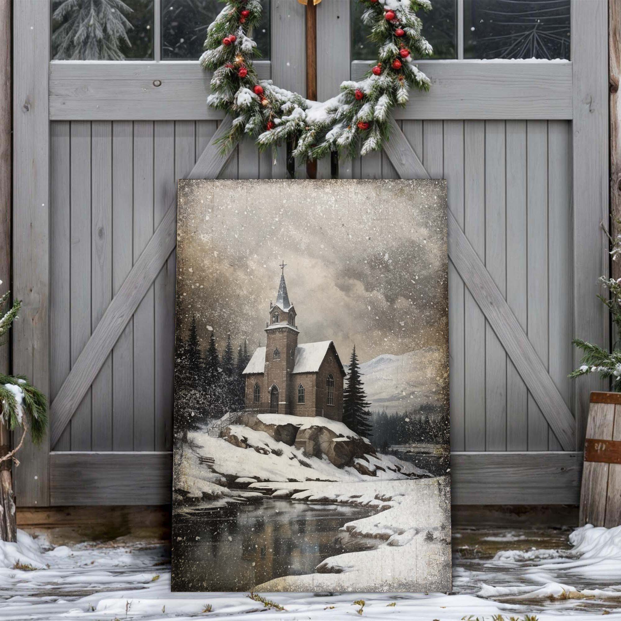Vintage Church Christmas Wall Art II on sale at MyriadMart