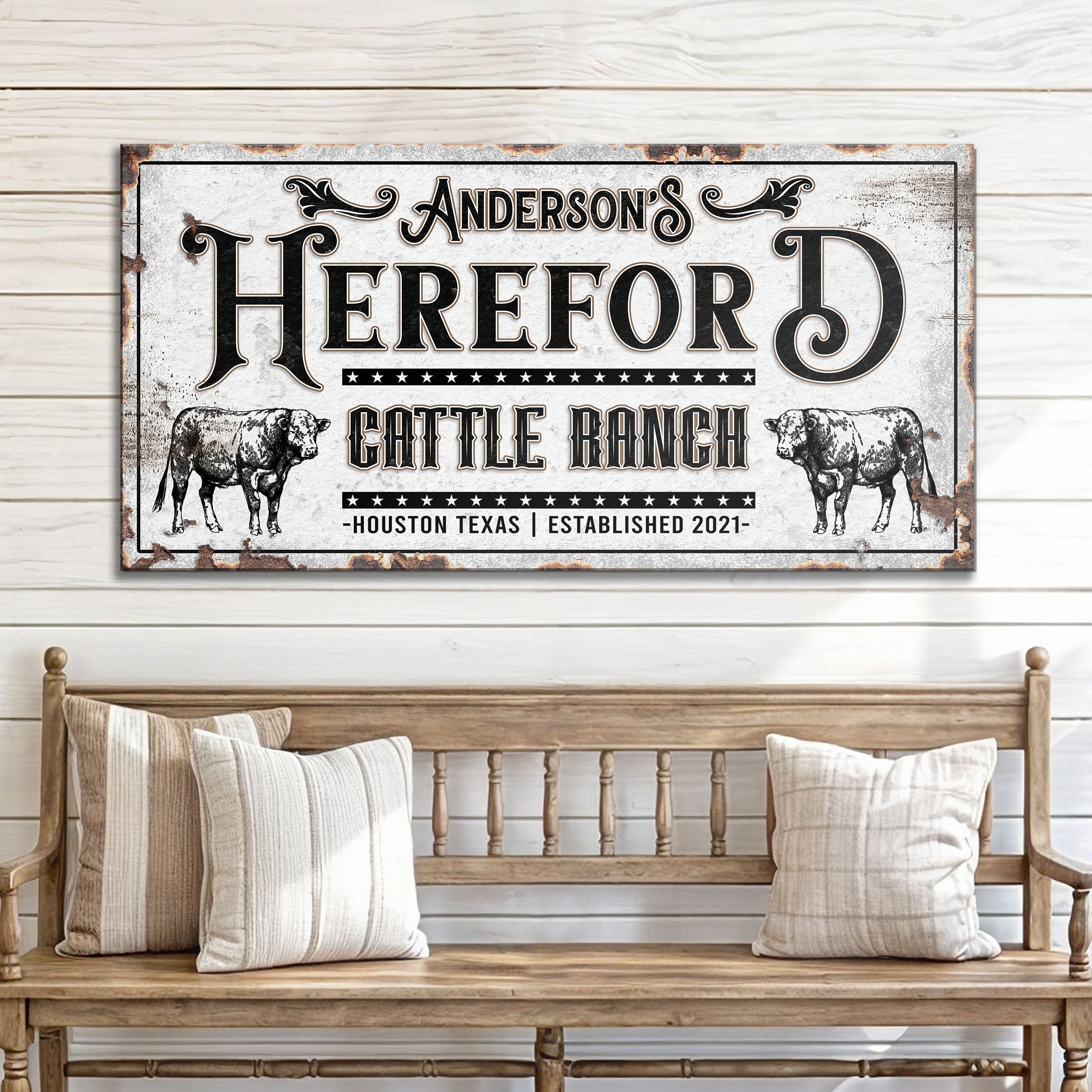 Personalized Hereford Cattle Sign on sale at MyriadMart