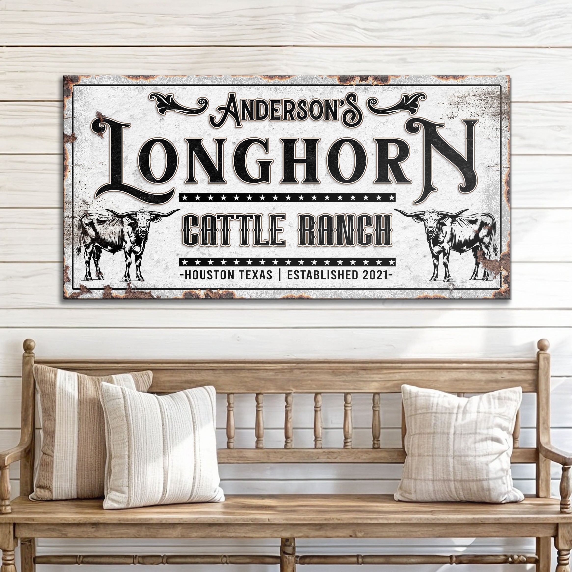 Personalized Long Horn Cattle Sign on sale at MyriadMart