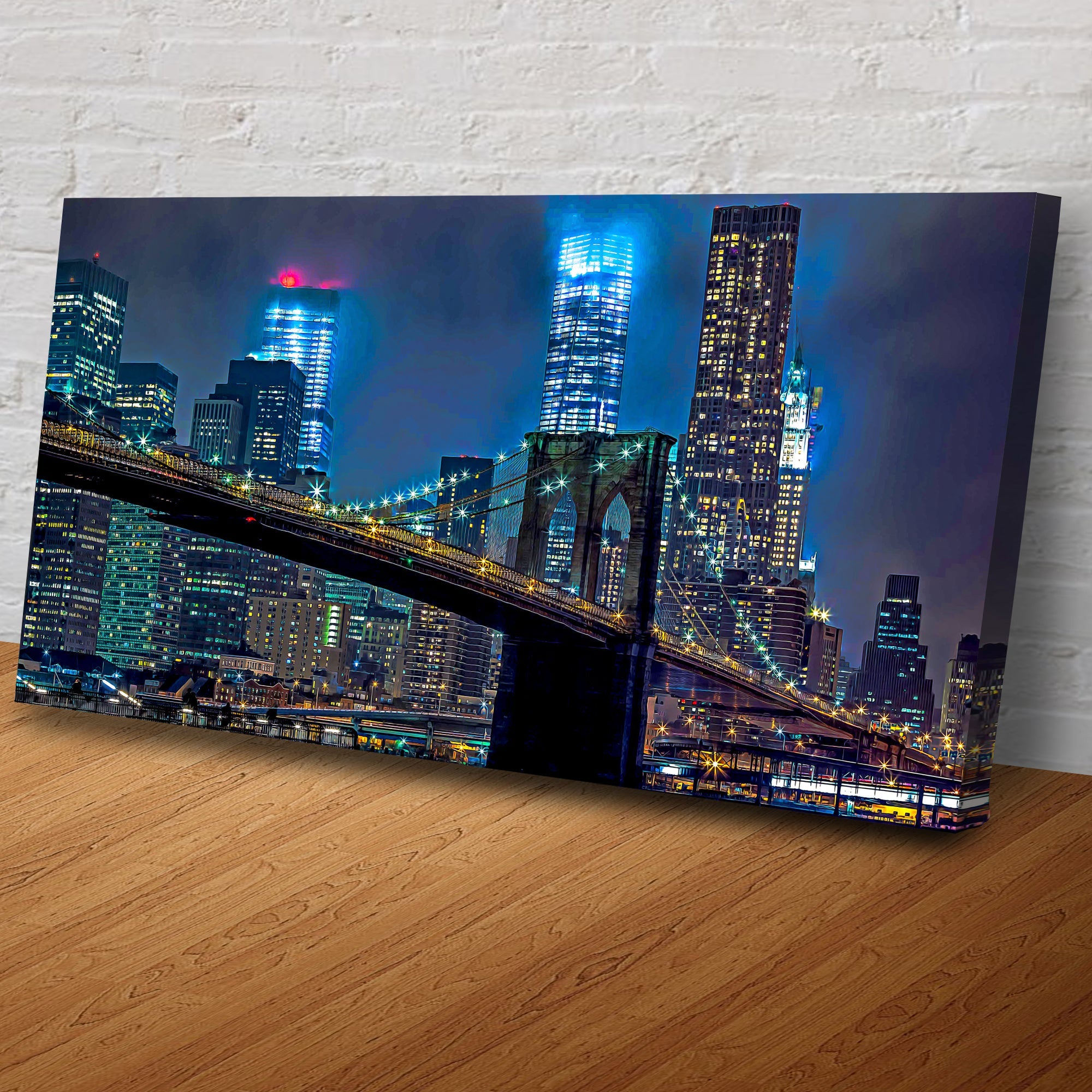 Brooklyn Bridge Night View Canvas Wall Art on sale at MyriadMart