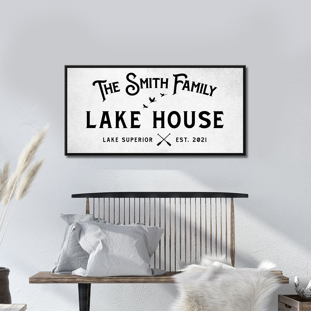 Rustic Family Lake House Sign on sale at MyriadMart