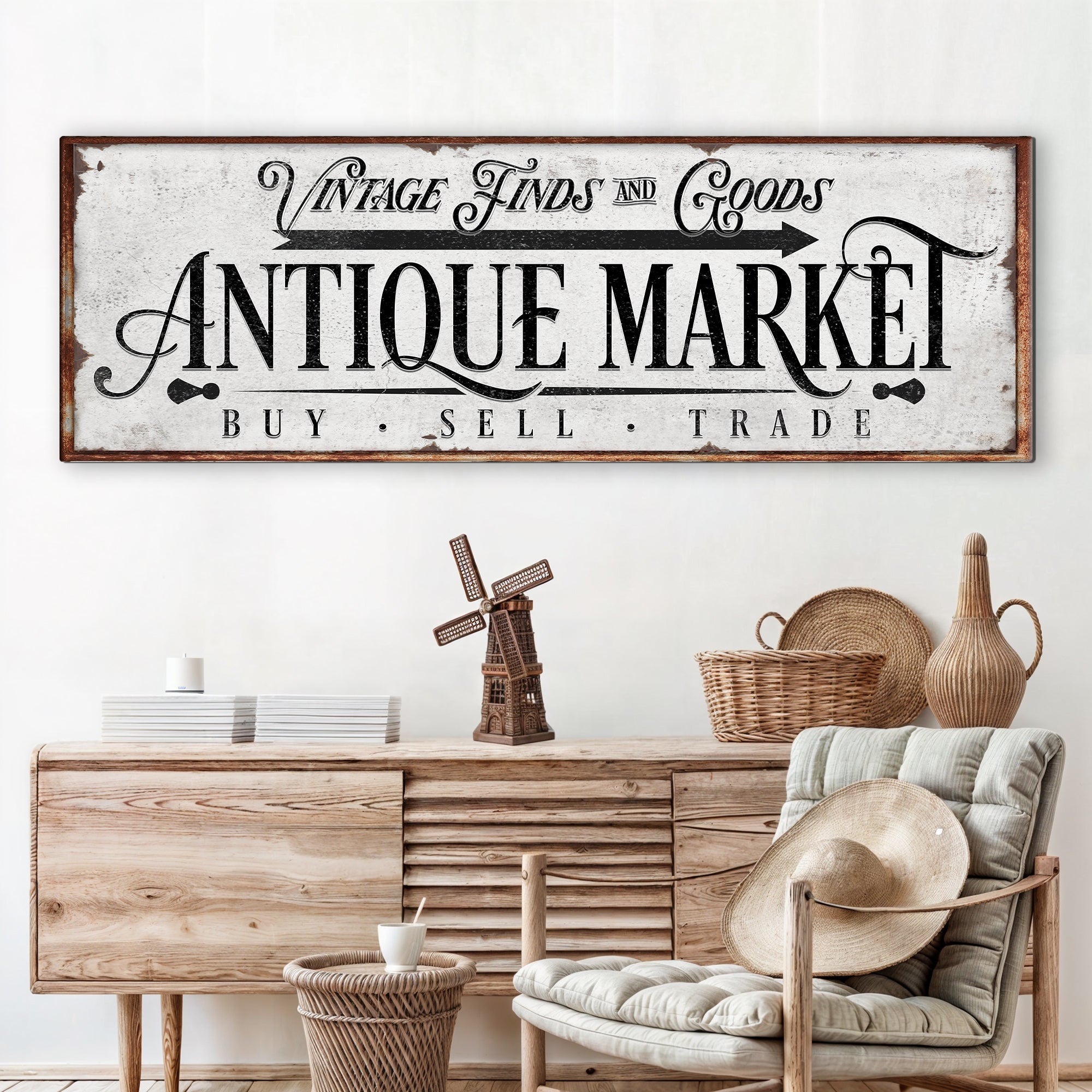 Vintage Antique Market Sign on sale at MyriadMart