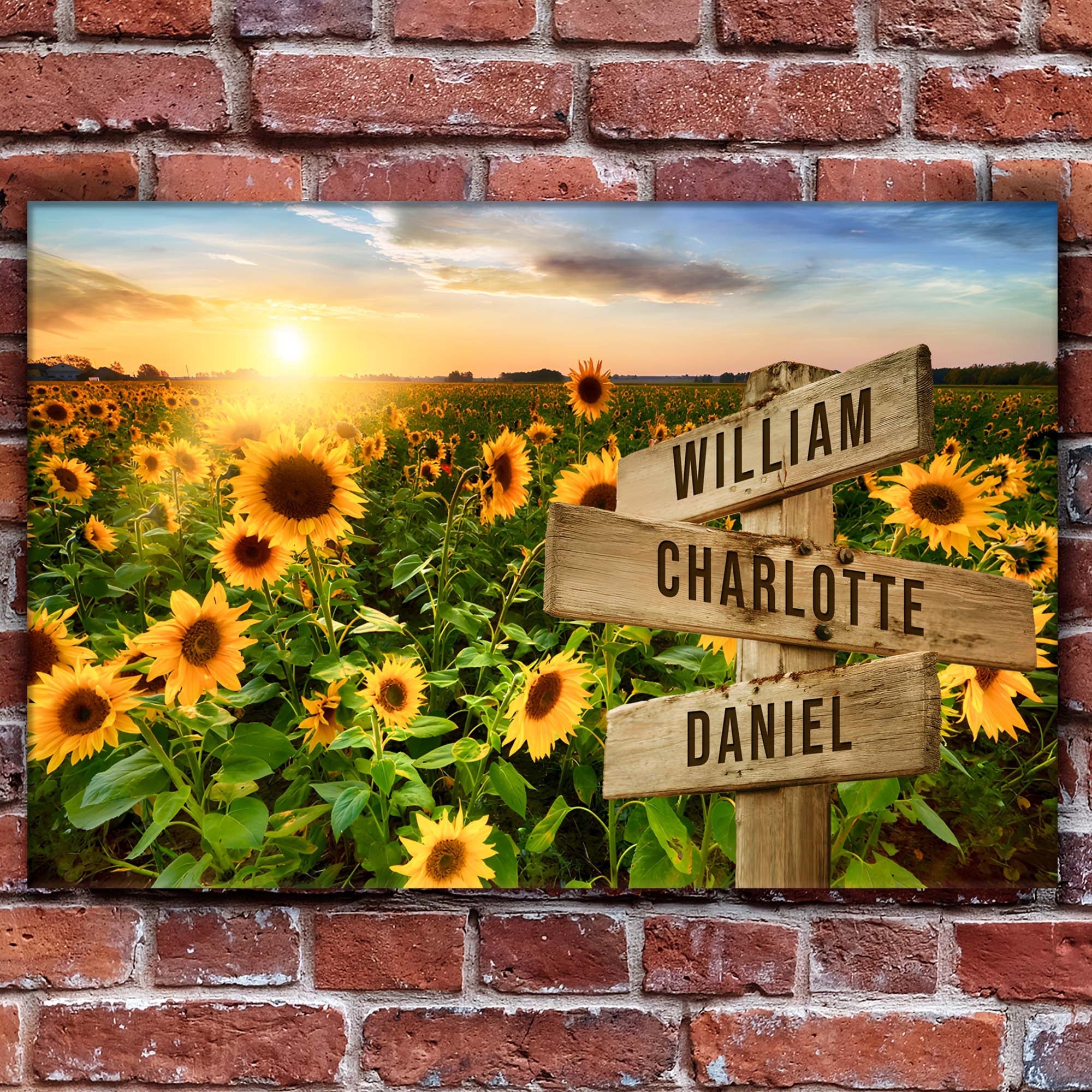 Sunflower Field Family Names Sign on sale at MyriadMart