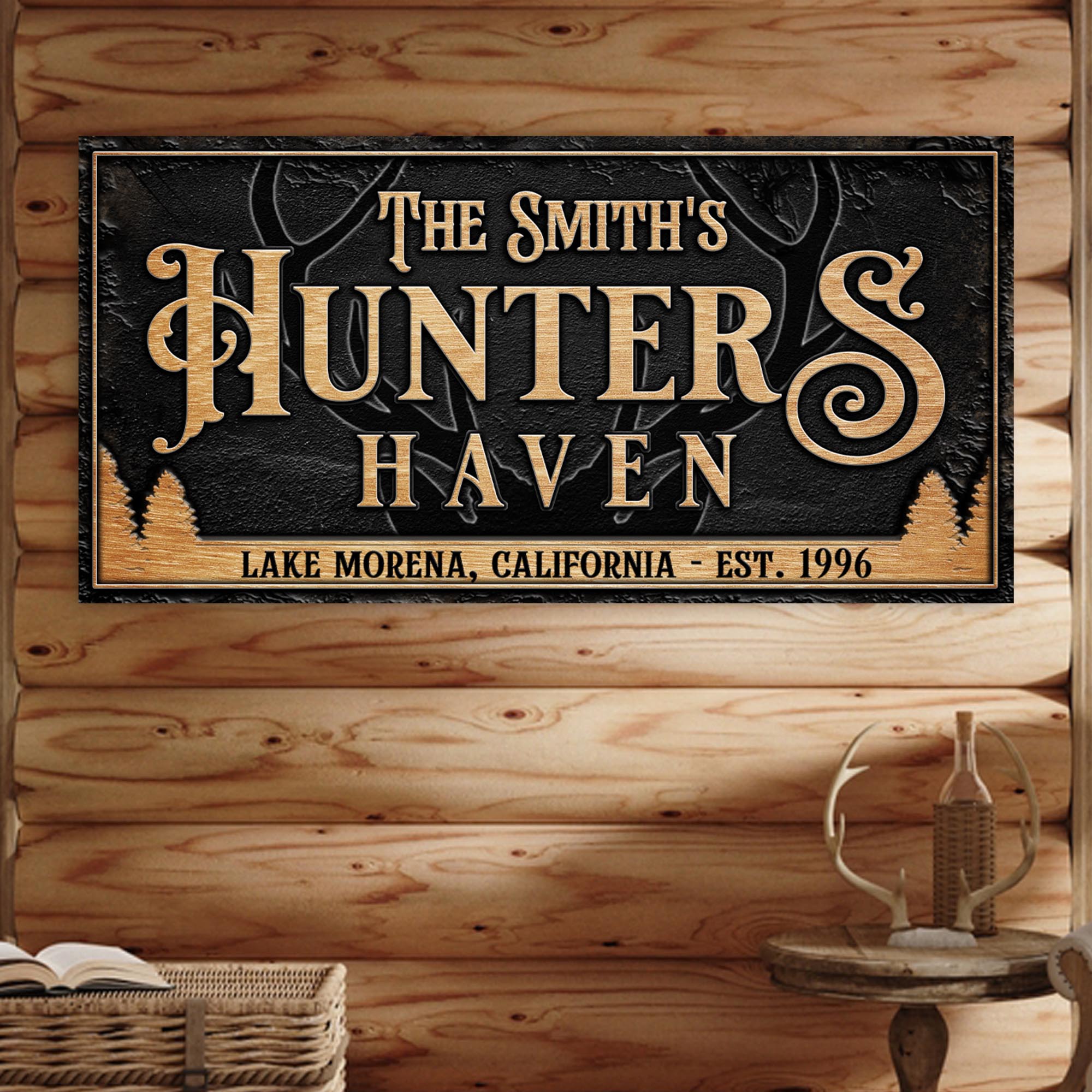 Personalized Hunters Haven Family Sign on sale at MyriadMart
