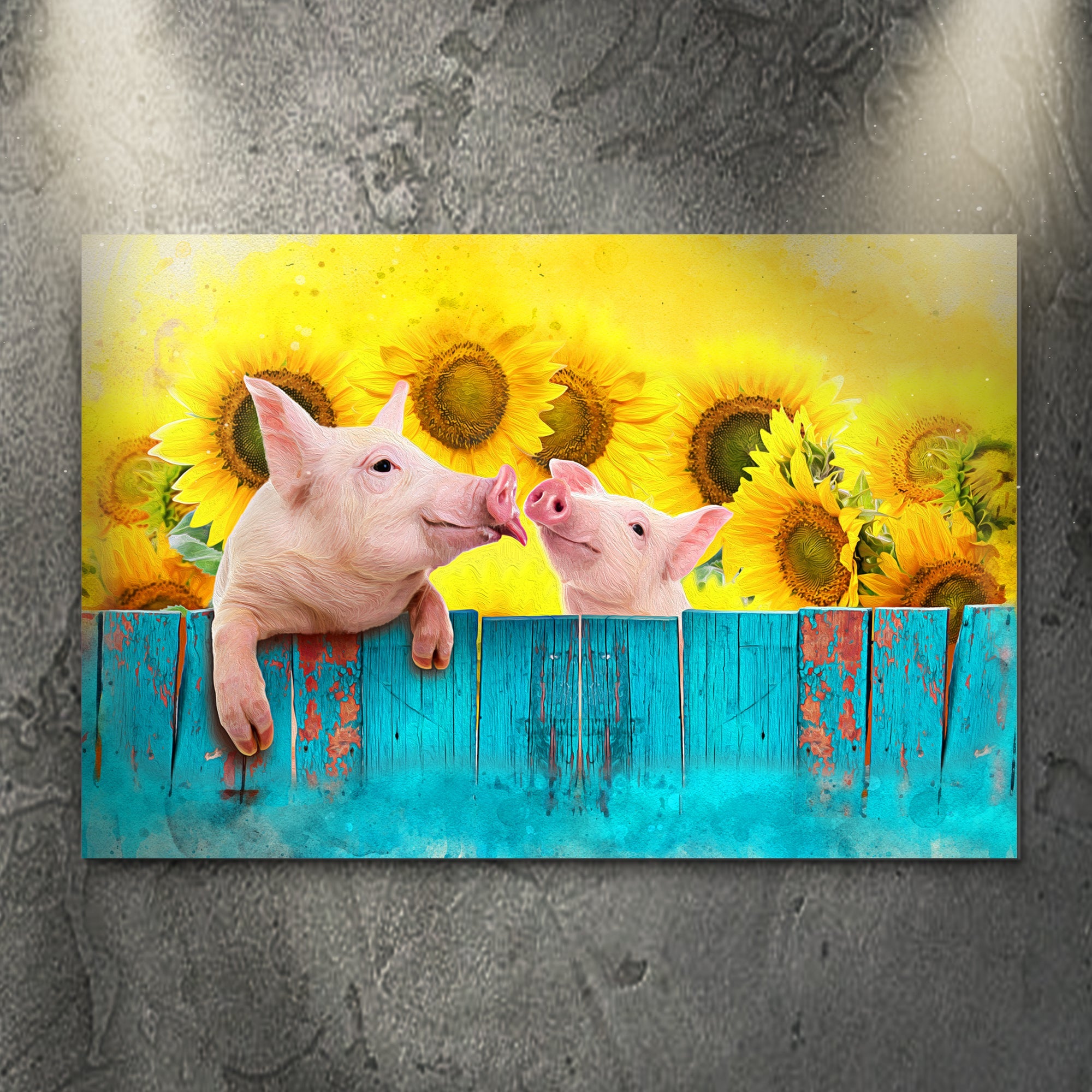 Sunflower Pigs Canvas Wall Art on sale at MyriadMart