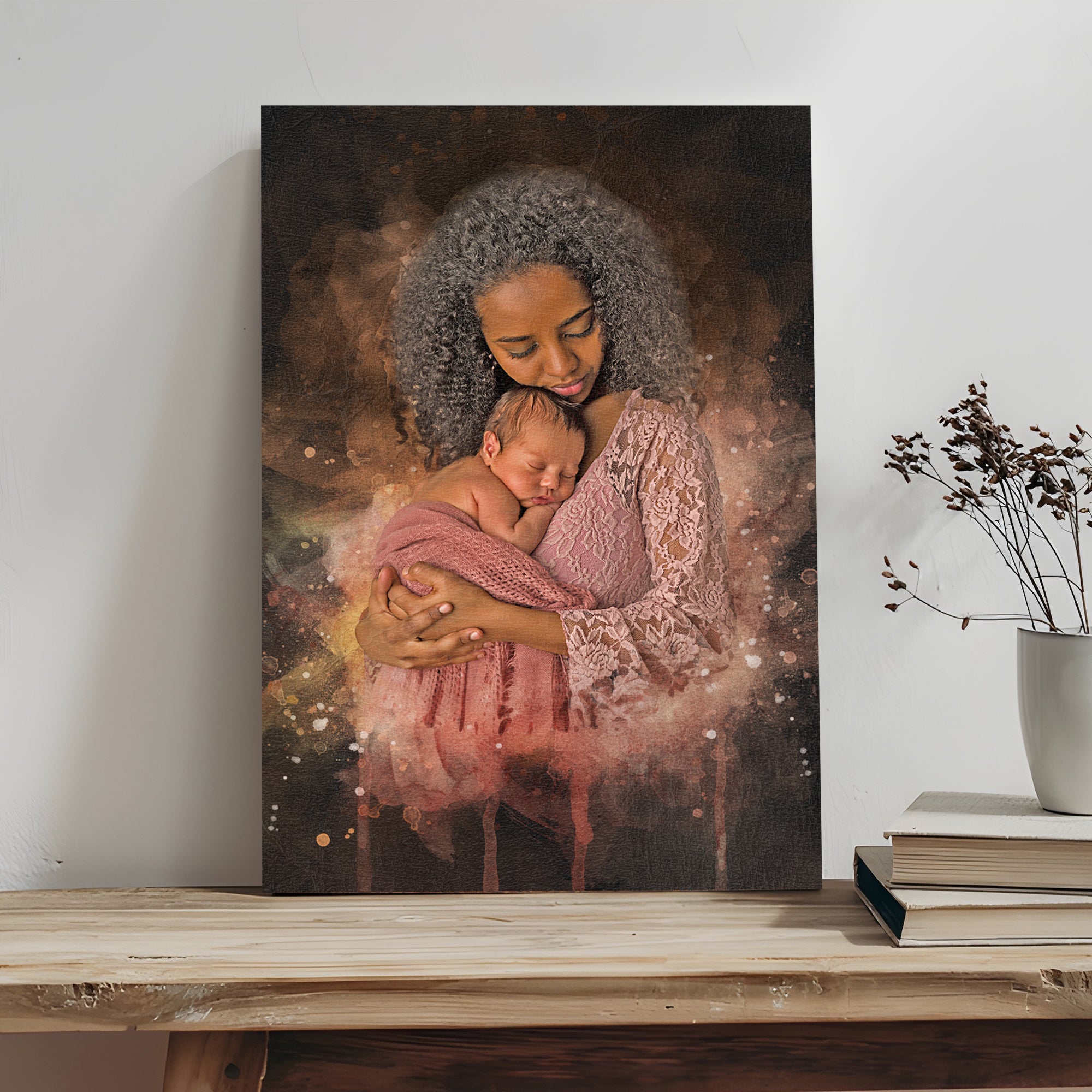 Mother's Day Watercolor Portrait Sign Mother and Child on sale at MyriadMart