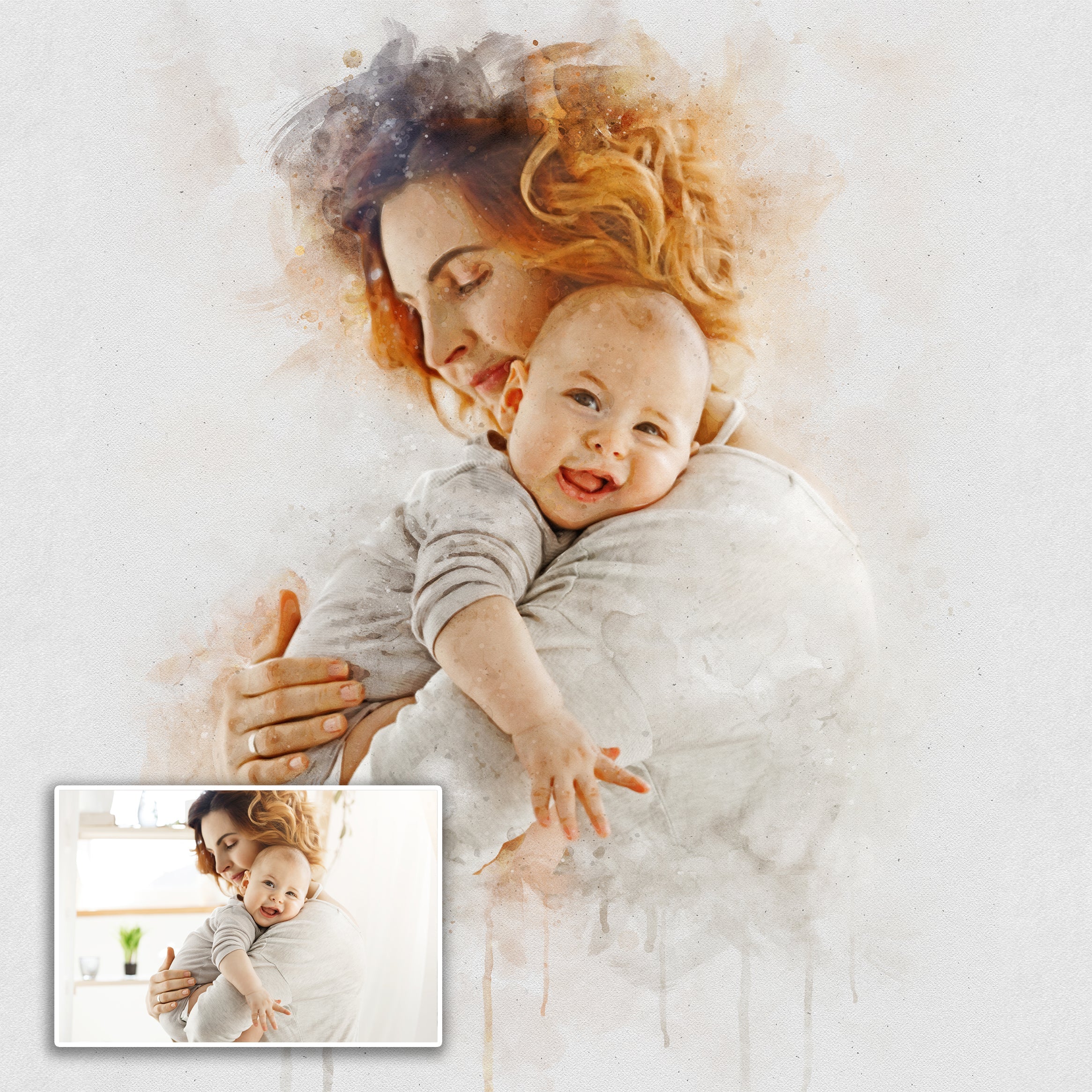 Gift For Mom Watercolor Portrait Custom Wall Art on sale at MyriadMart