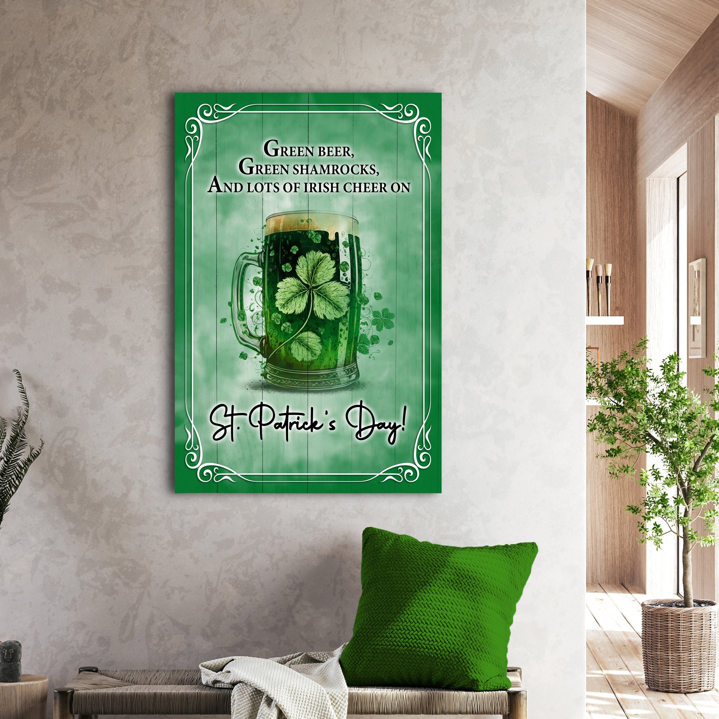 Green Beer, Green Shamrocks St. Patrick's Day Sign on sale at MyriadMart