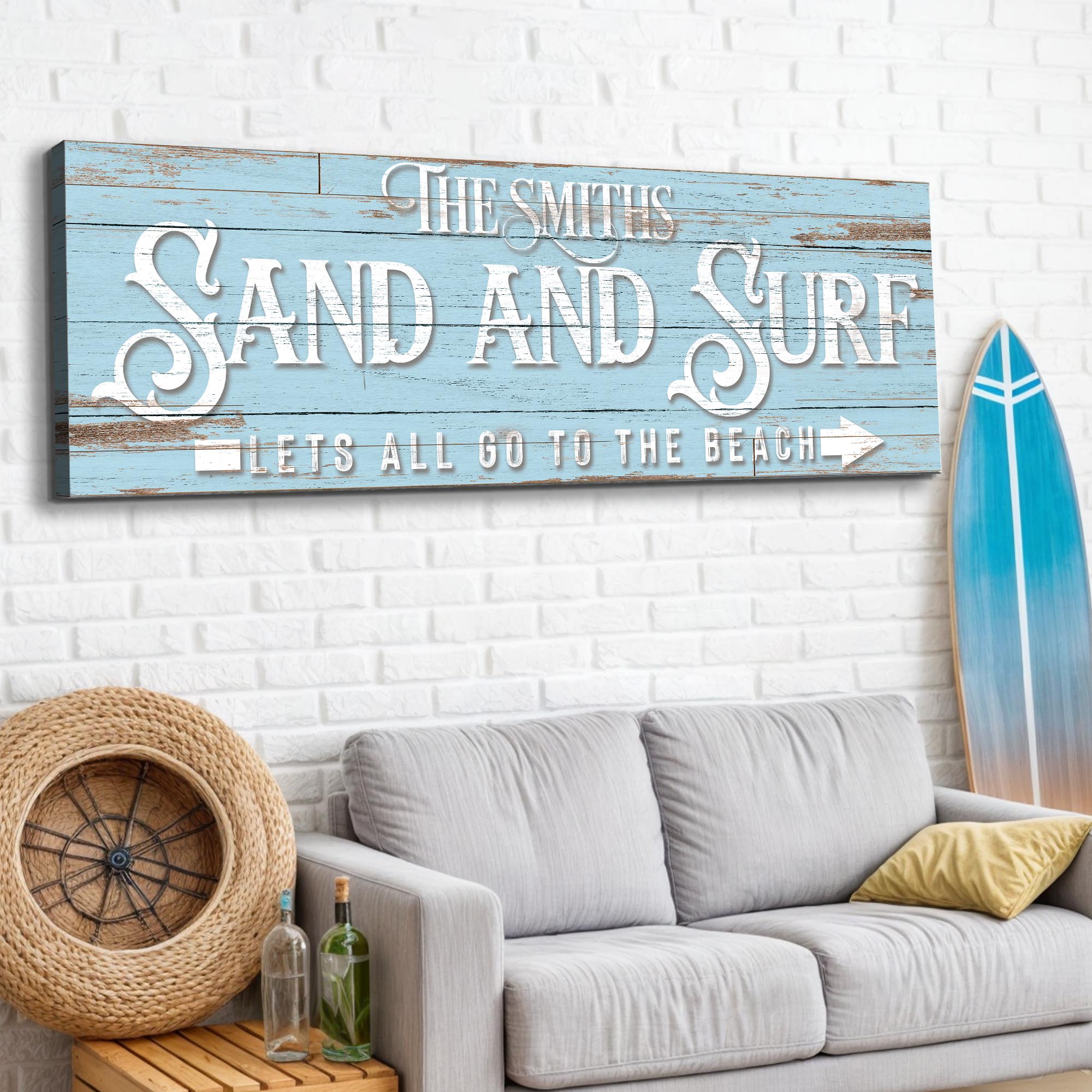 Sand And Surf Sign Let's All Go To The Beach Sign on sale at MyriadMart