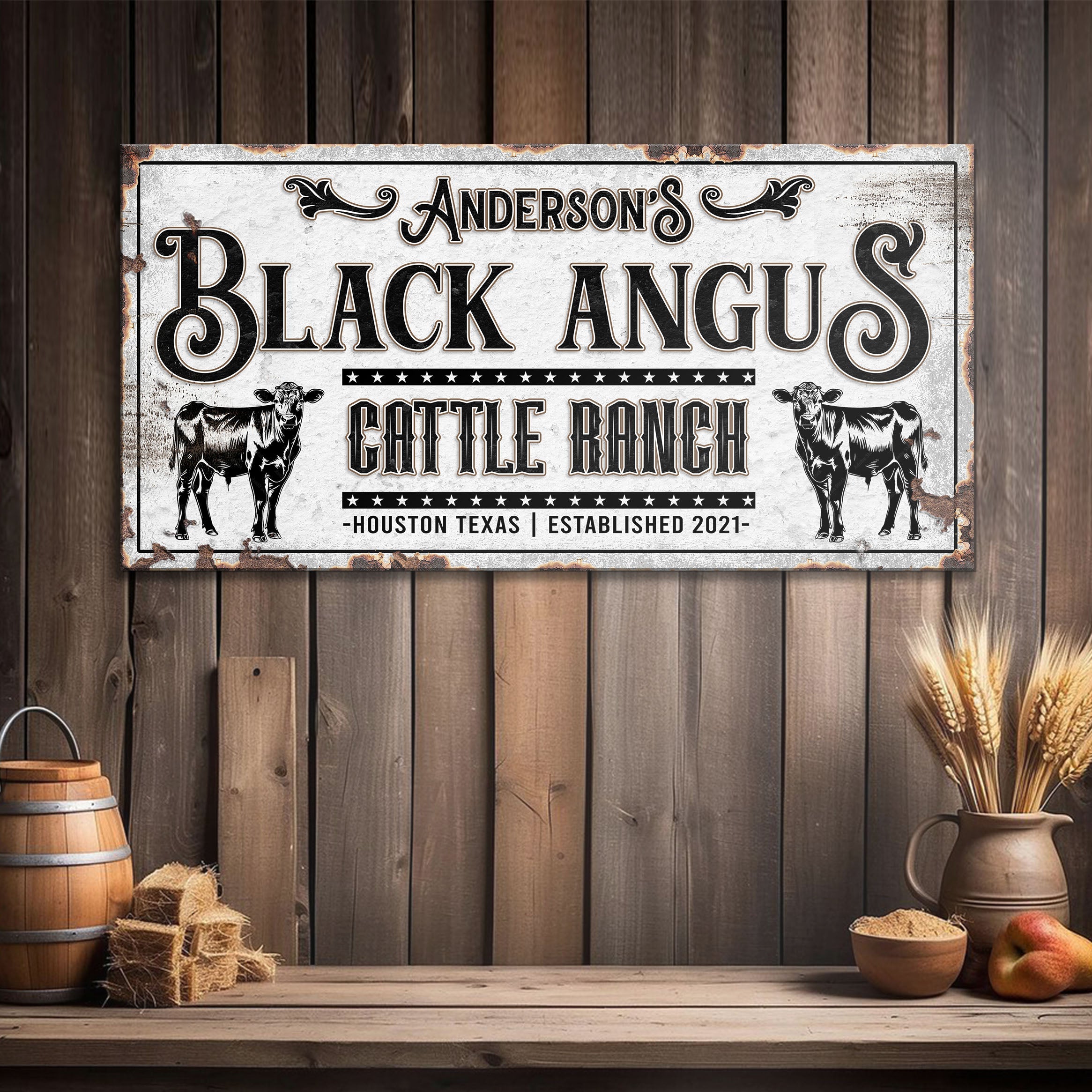 Personalized Black Angus Cattle Sign on sale at MyriadMart