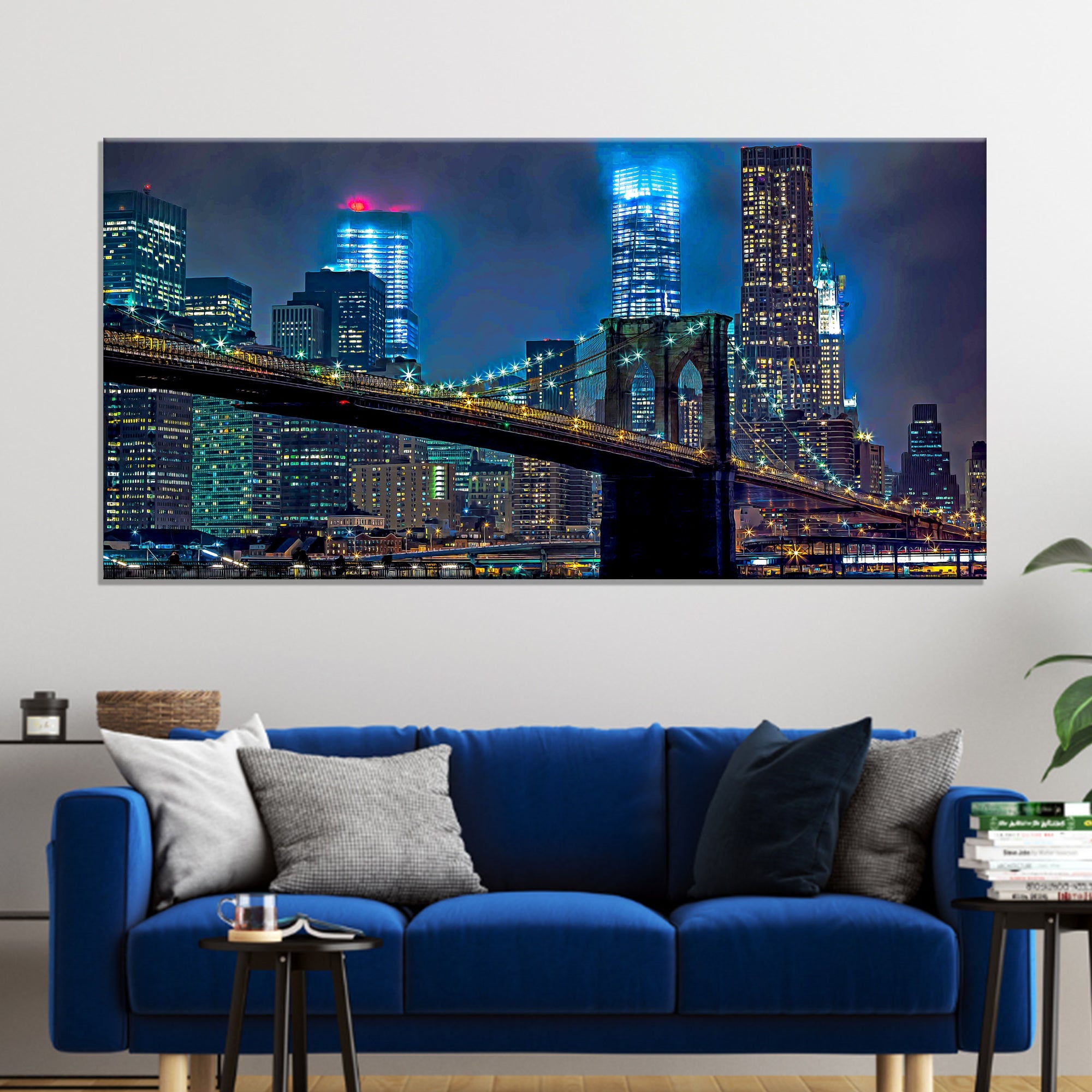 Brooklyn Bridge Night View Canvas Wall Art on sale at MyriadMart