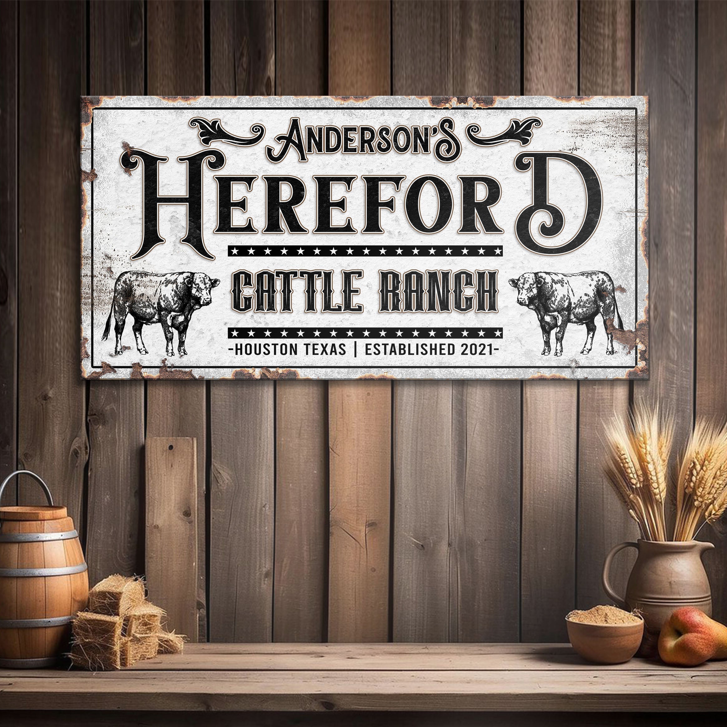 Personalized Hereford Cattle Sign on sale at MyriadMart