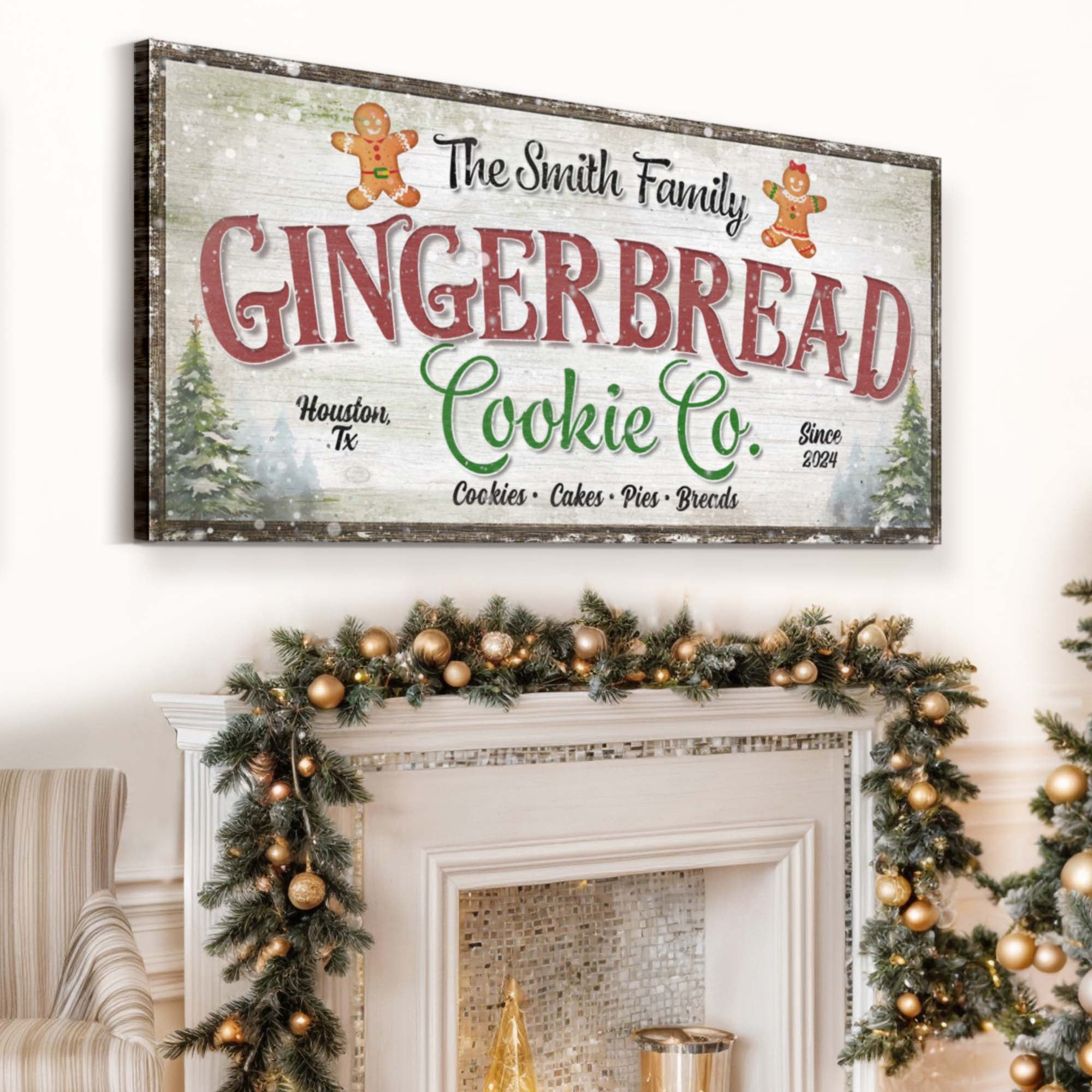 Family Gingerbread Bakery Christmas Sign III on sale at MyriadMart