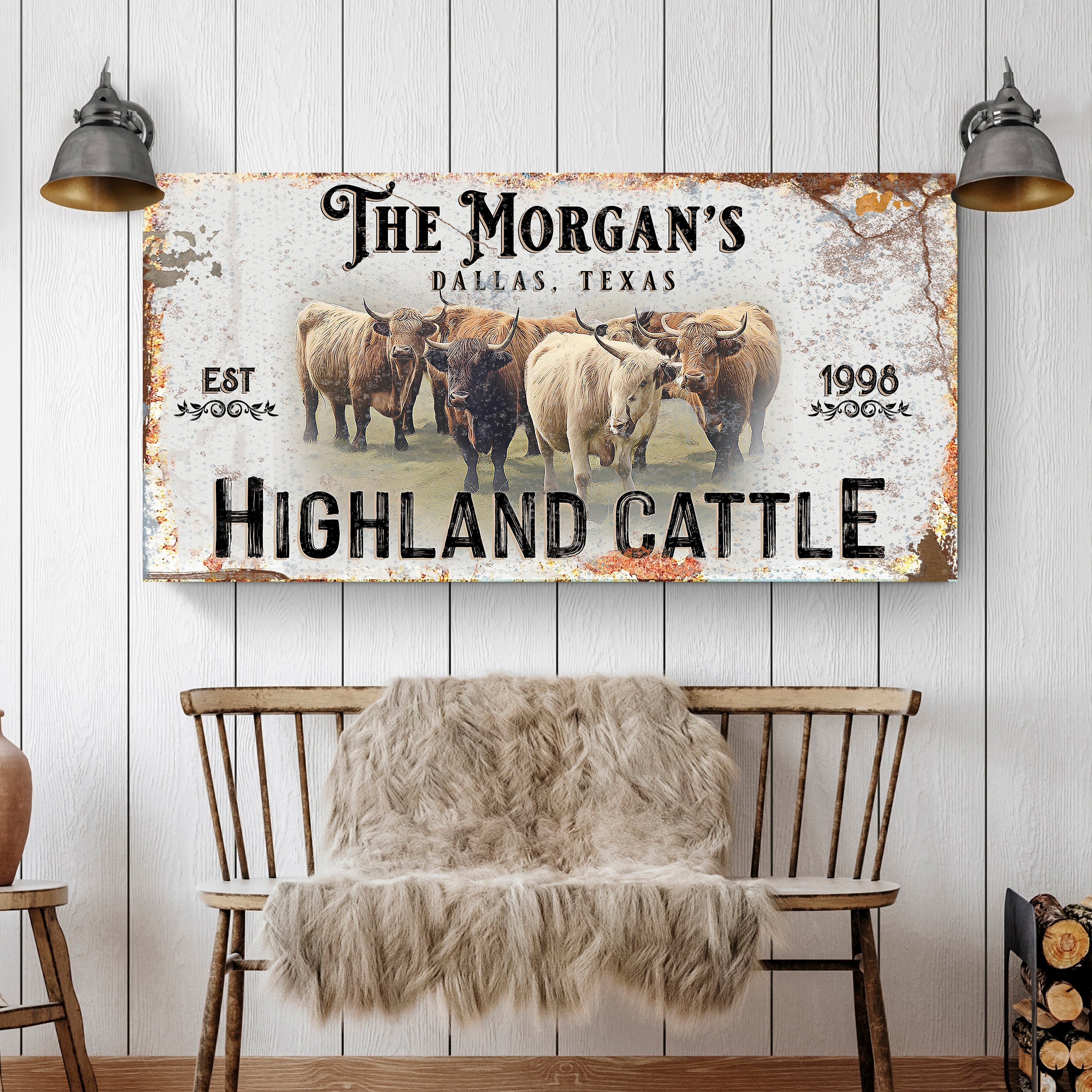 Personalized Highland Cattle Sign III on sale at MyriadMart