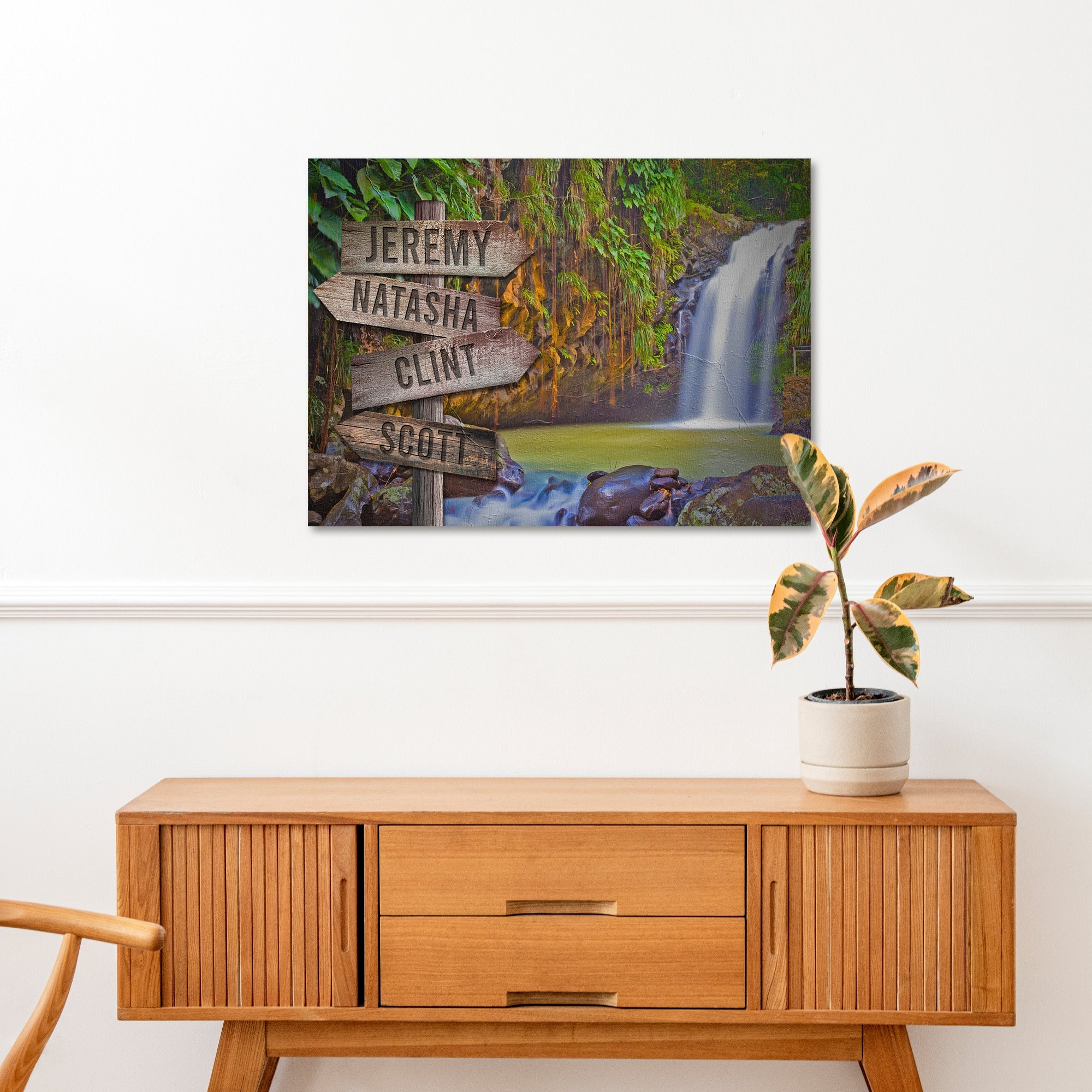 Waterfall Family Names Sign on sale at MyriadMart