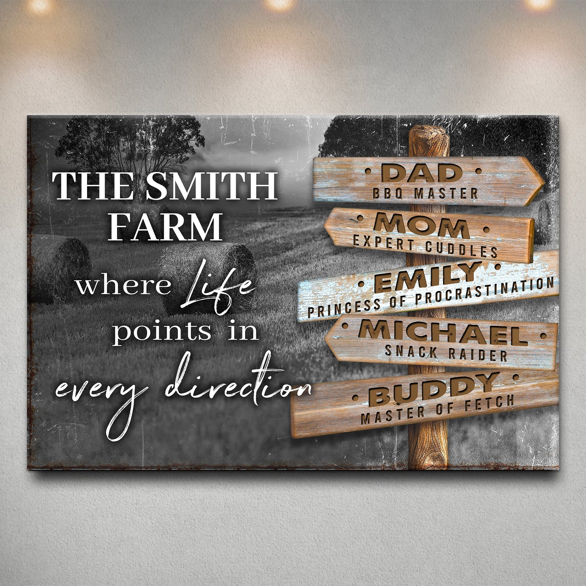 Where Life Points In Every Direction Family Farm Names Sign on sale at MyriadMart