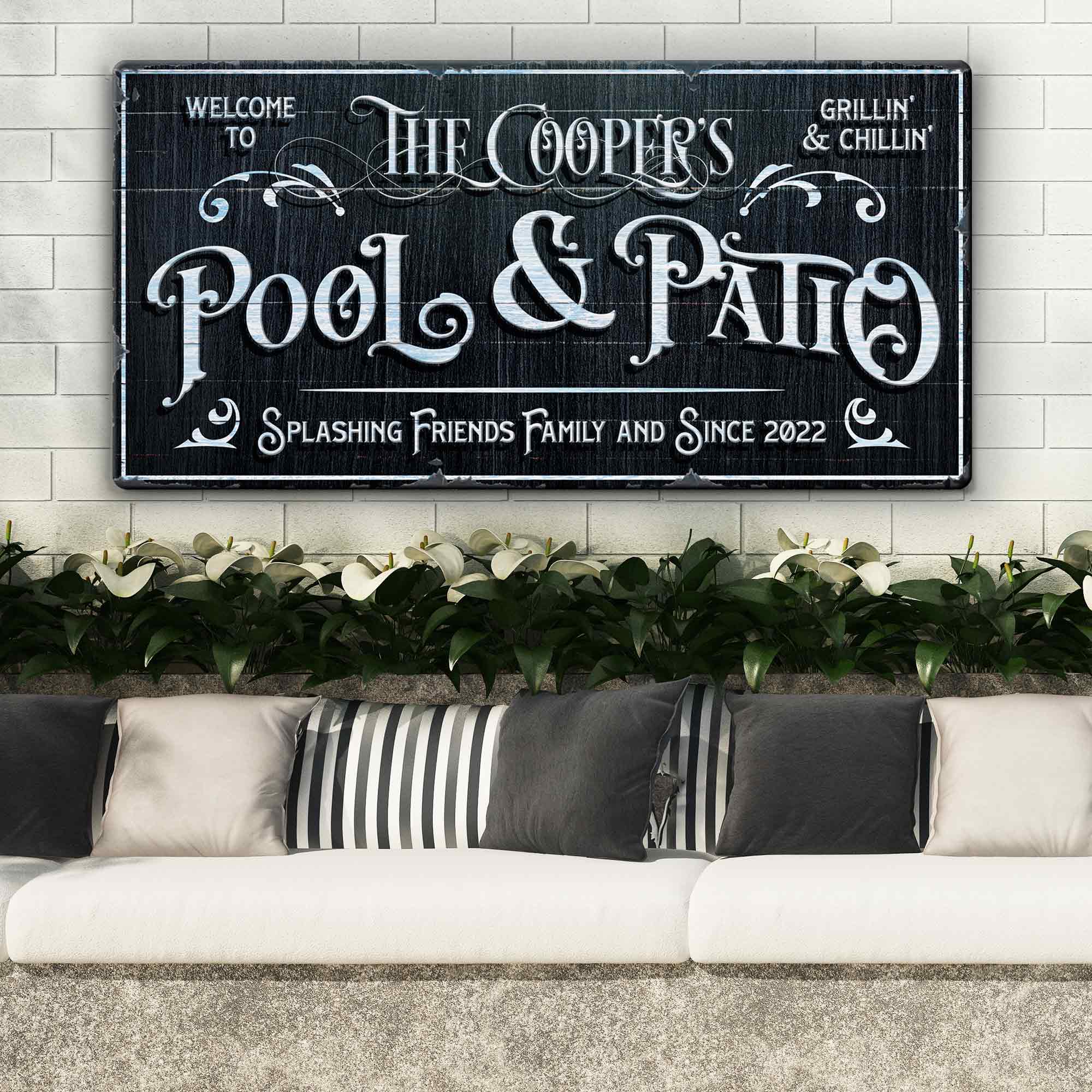 Personalized Pool Sign Black and White on sale at MyriadMart