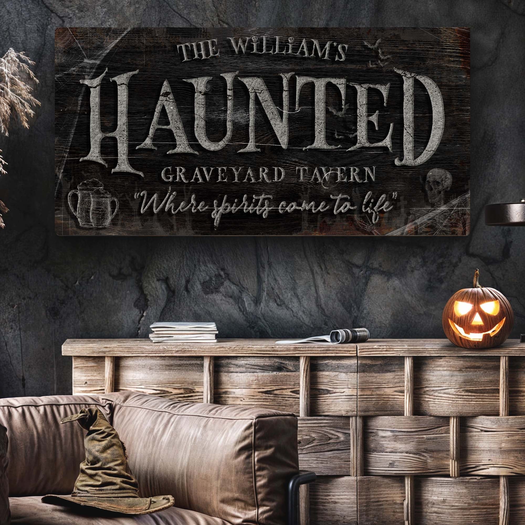 Haunted Graveyard Tavern Halloween Sign on sale at MyriadMart