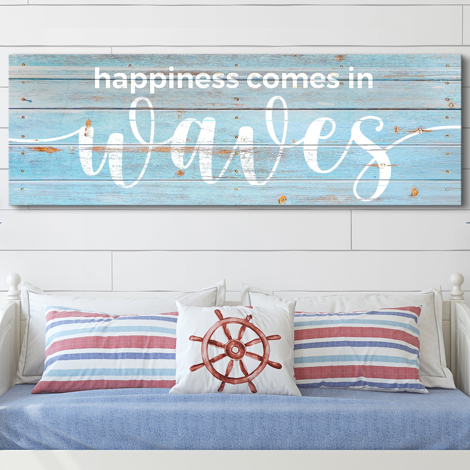 Happiness Comes In Waves Sign on sale at MyriadMart