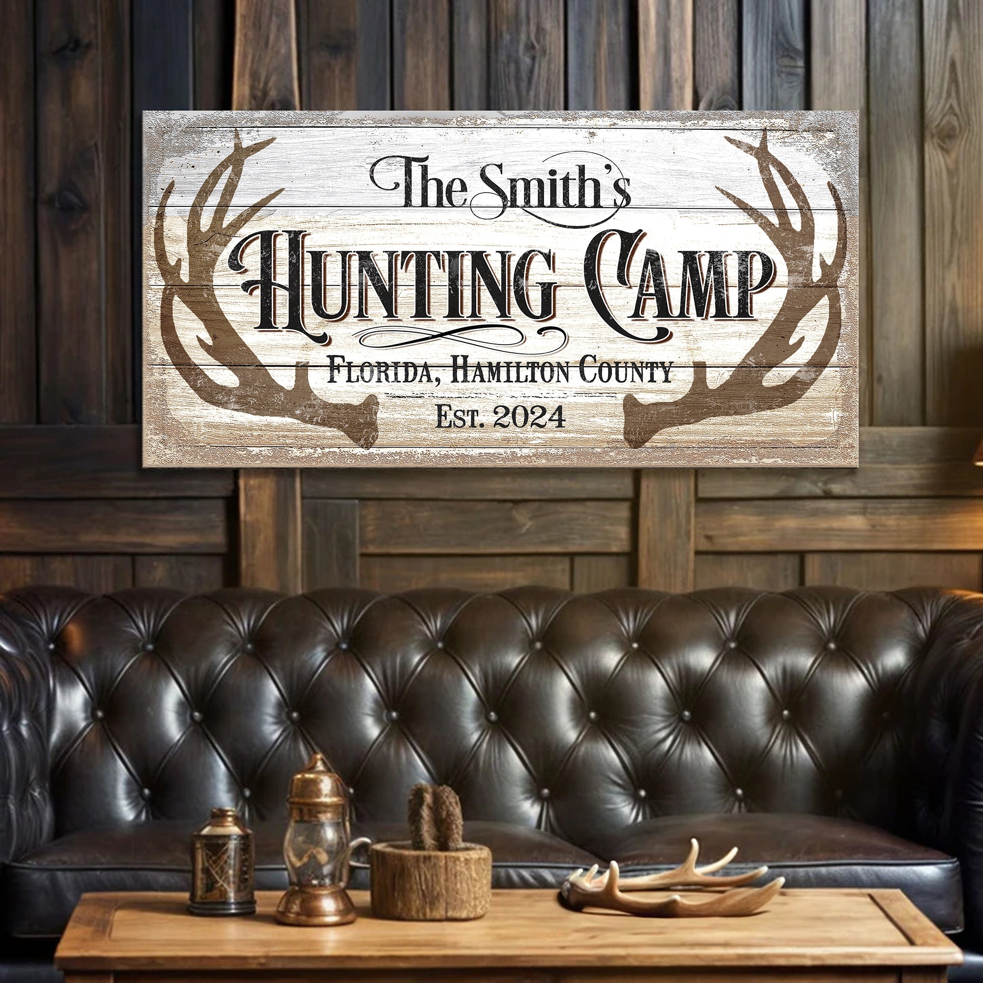 Hunting Camp Family Sign on sale at MyriadMart