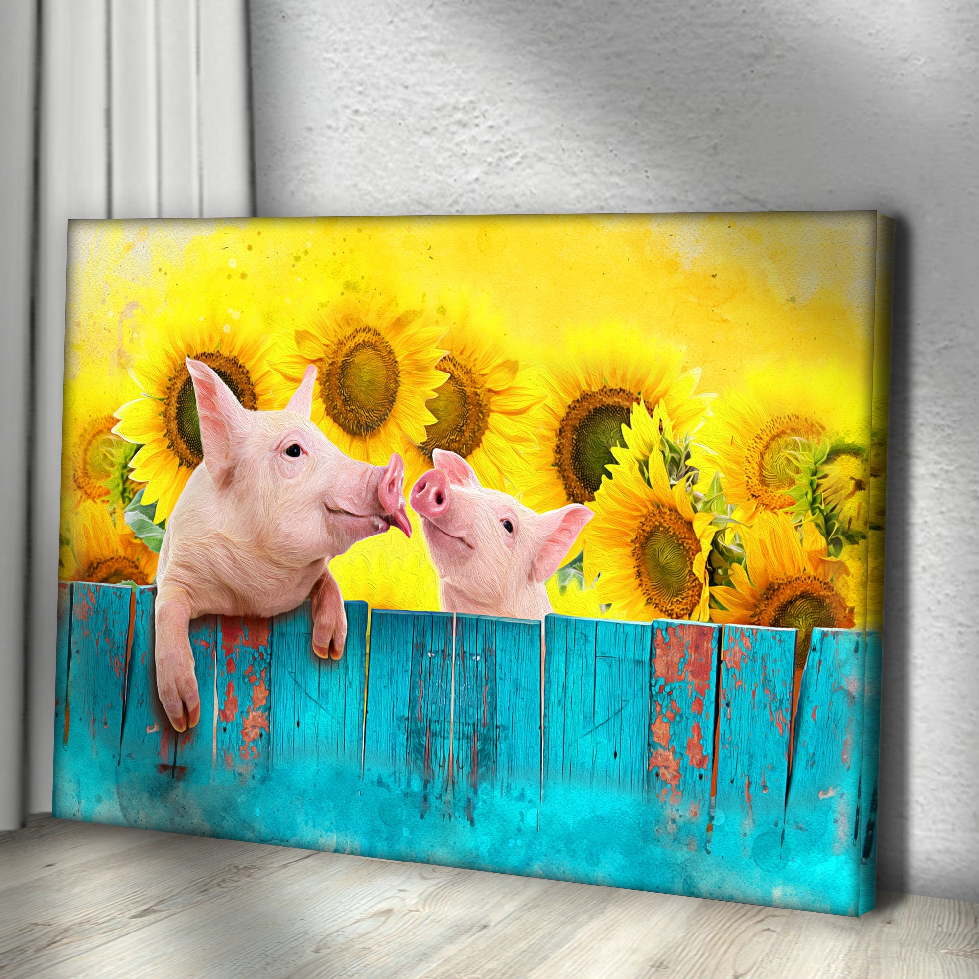 Sunflower Pigs Canvas Wall Art on sale at MyriadMart