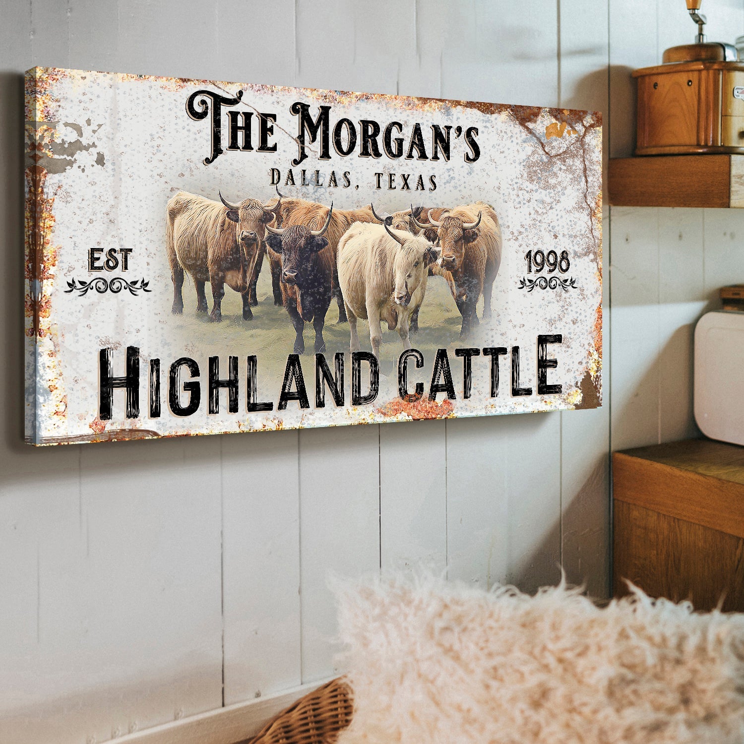 Personalized Highland Cattle Sign III on sale at MyriadMart