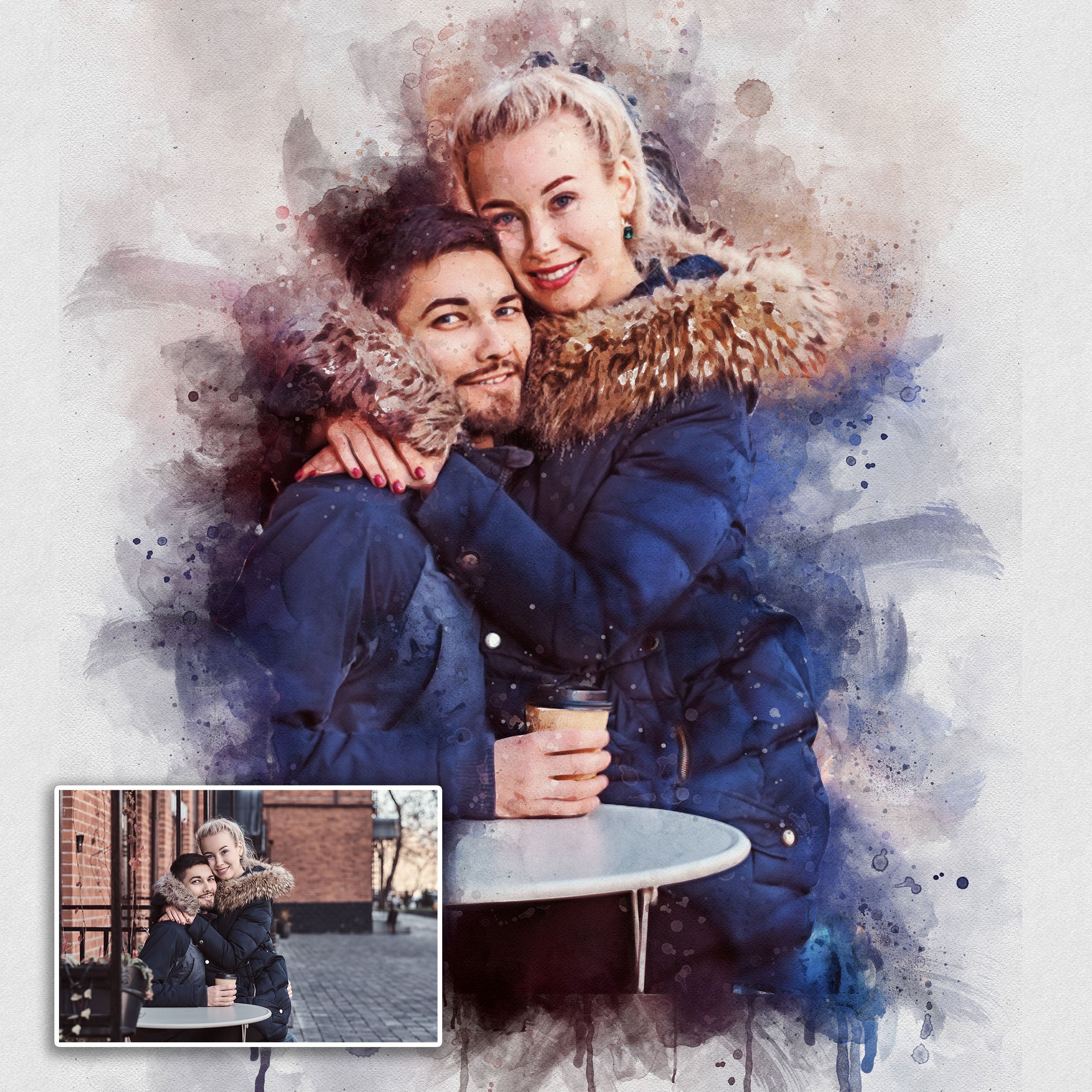 Gift For Spouse Watercolor Portrait Custom Wall Art on sale at MyriadMart