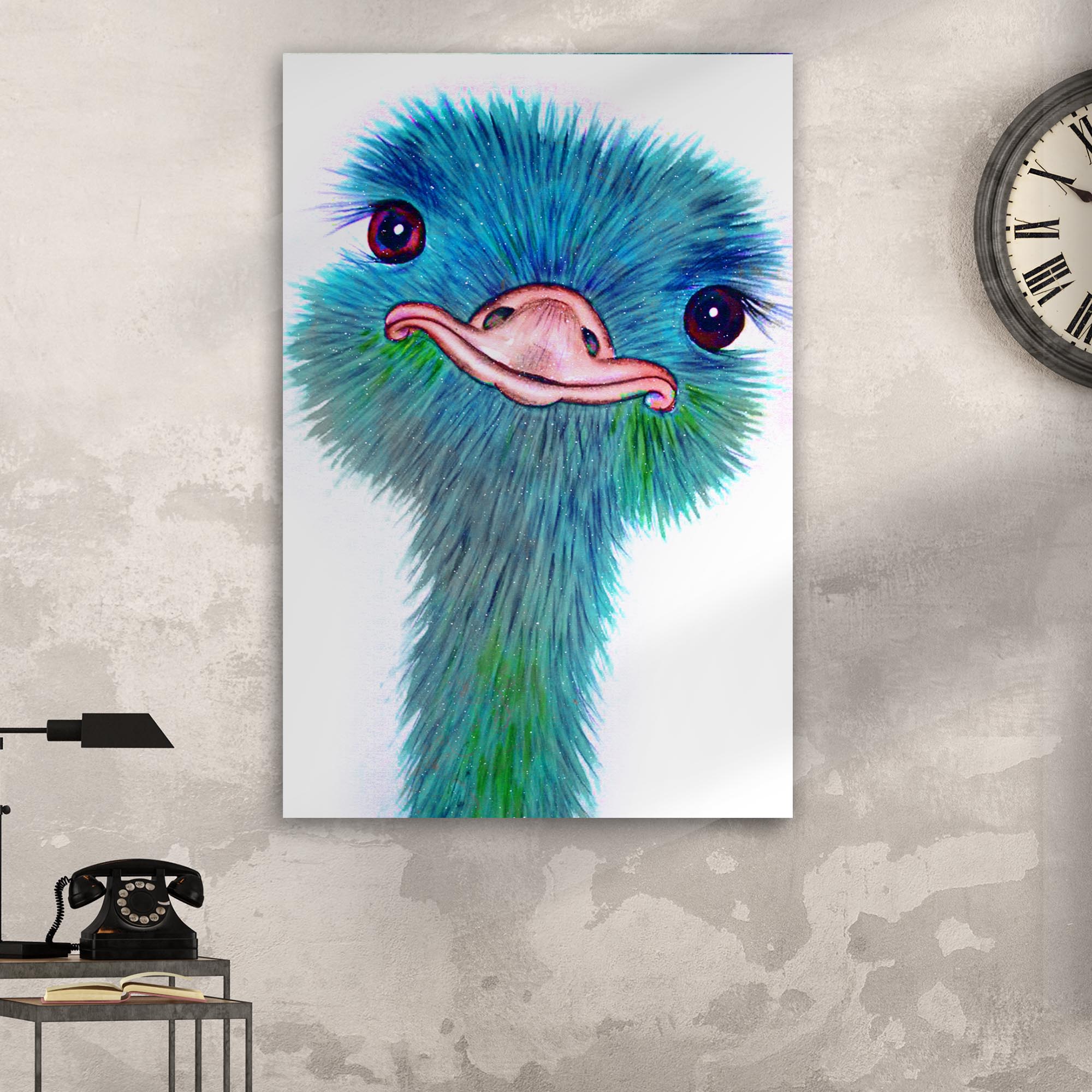 Watercolor Ostrich Canvas Wall Art on sale at MyriadMart