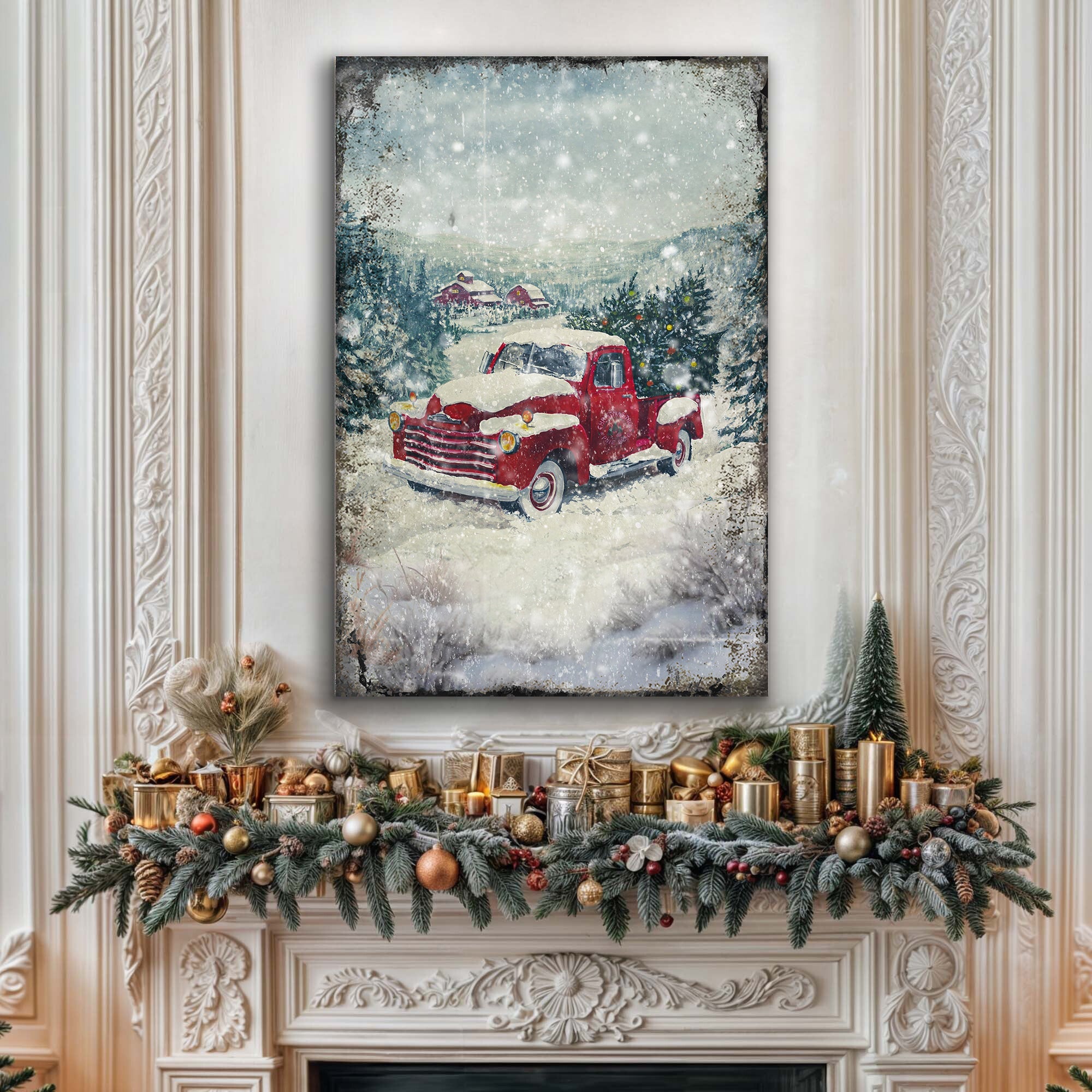 Vintage Truck With Christmas Tree Wall Art II on sale at MyriadMart