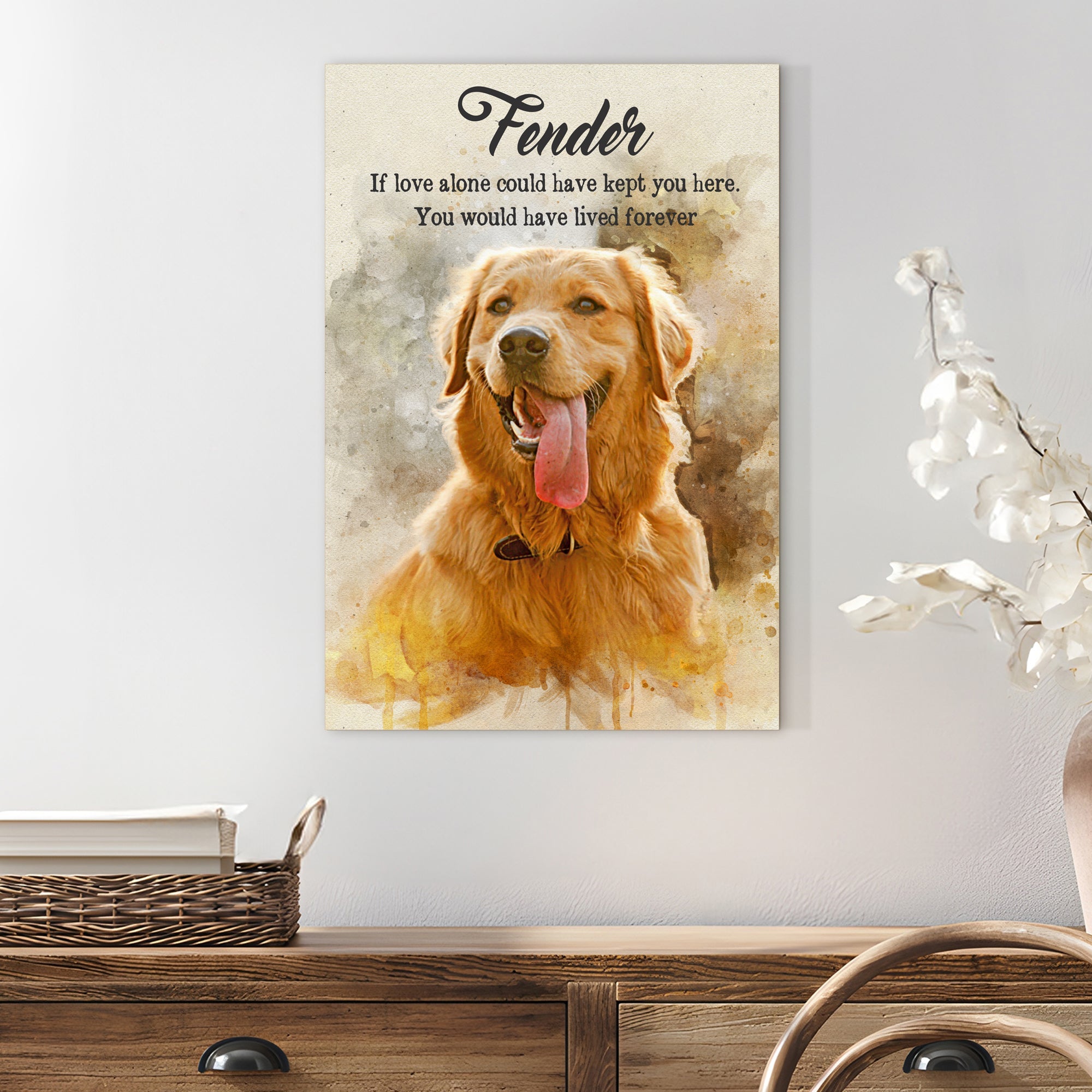 Pet Memorial Watercolor Portrait Sign on sale at MyriadMart