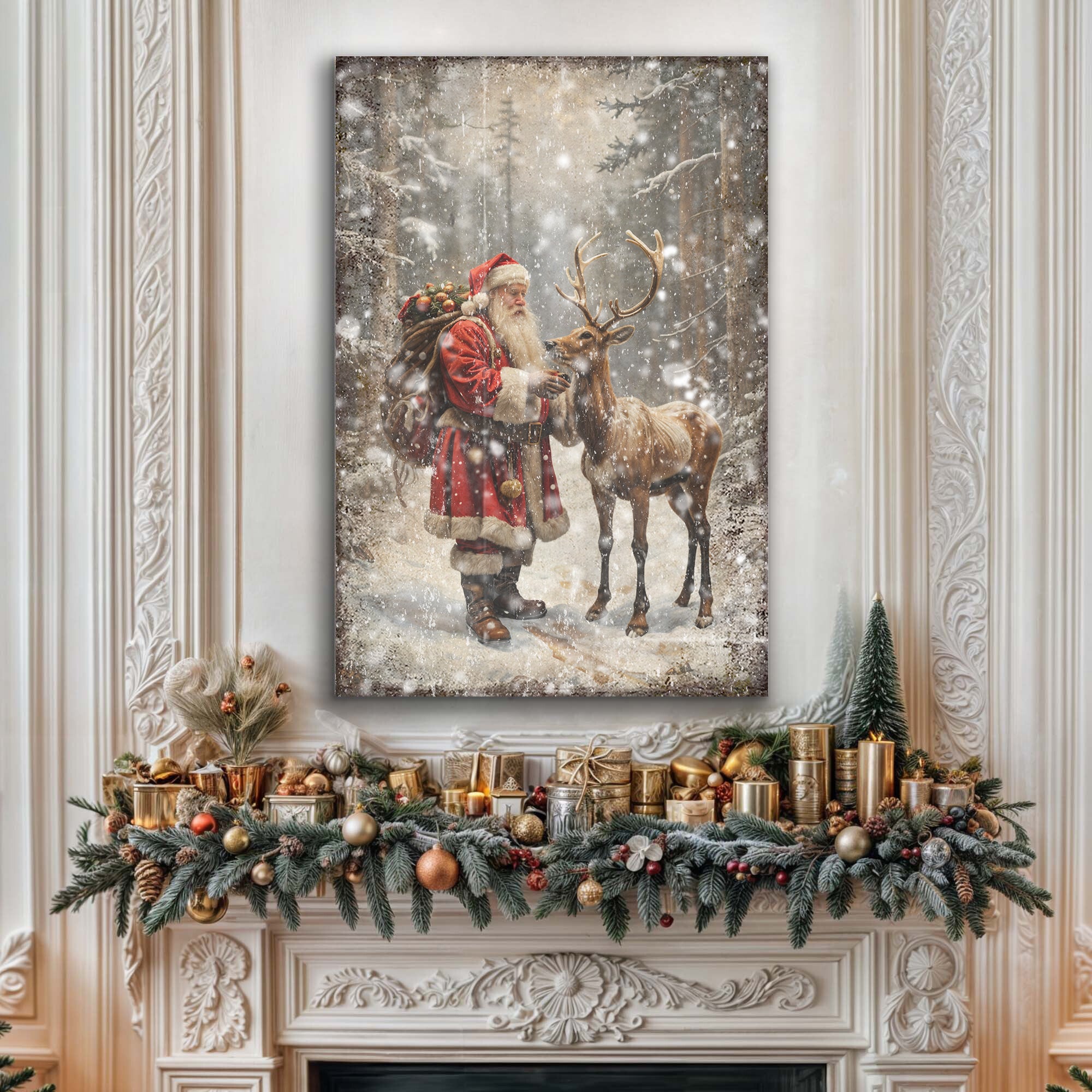 Vintage Woodland Santa Christmas Wall Art II on sale at MyriadMart
