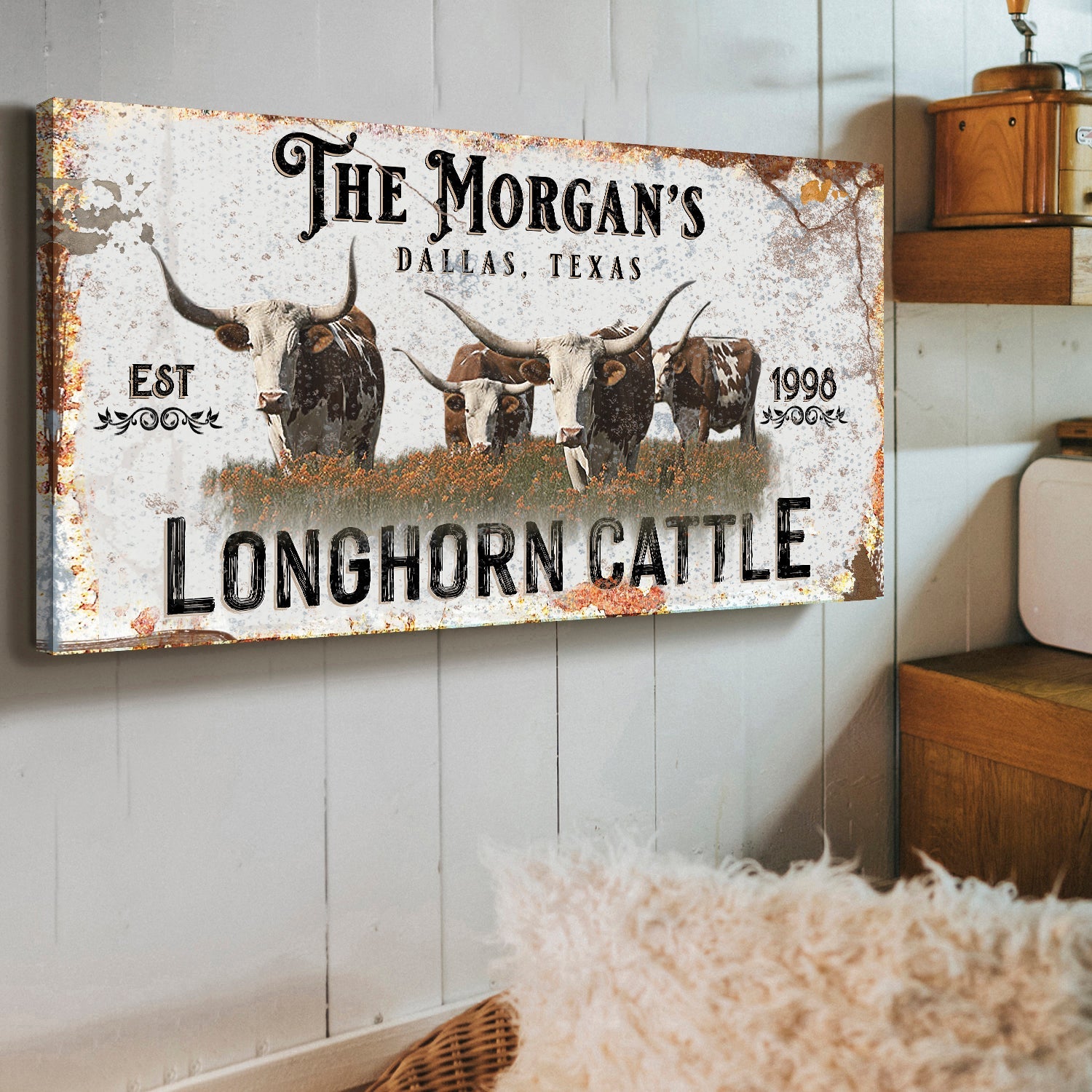 Personalized Long Horn Cattle Sign II on sale at MyriadMart