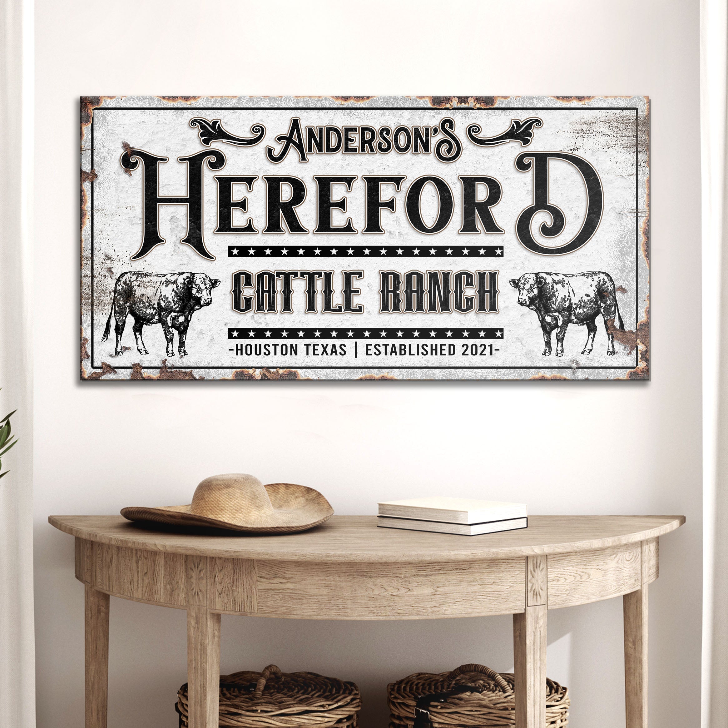 Personalized Hereford Cattle Sign on sale at MyriadMart
