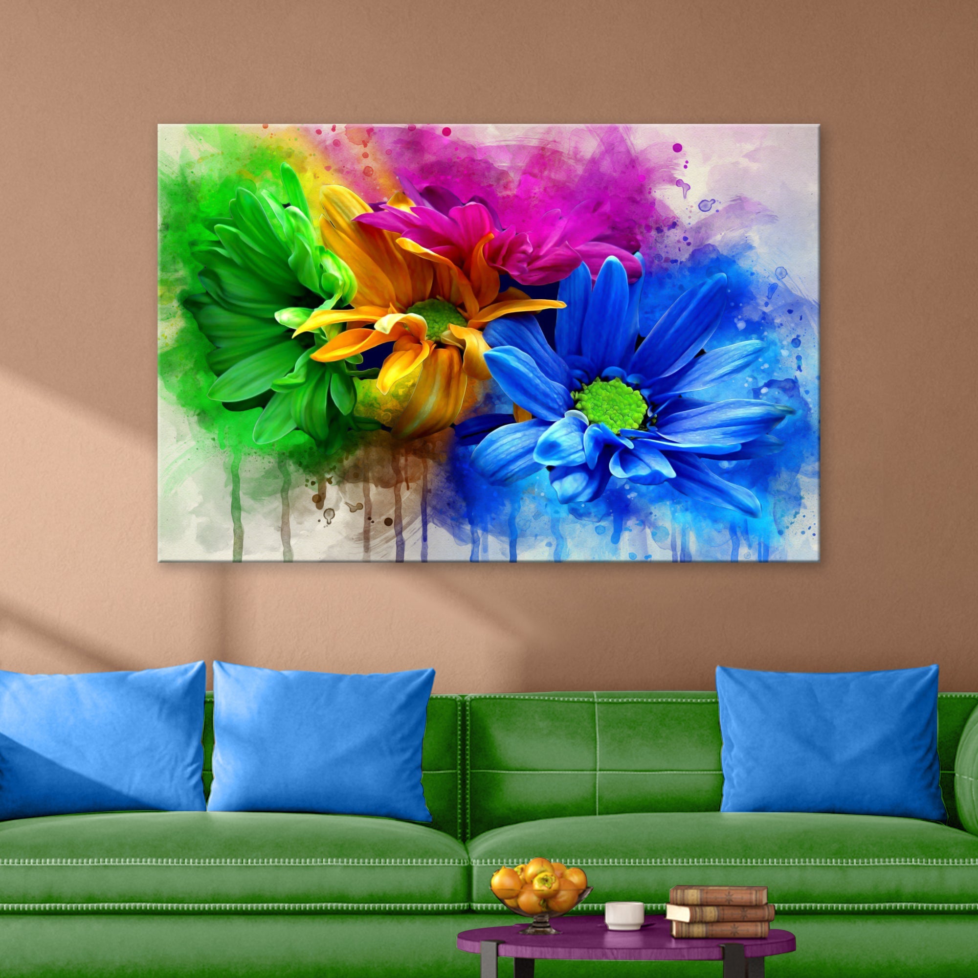 Watercolor Daisies Canvas Wall Art on sale at MyriadMart