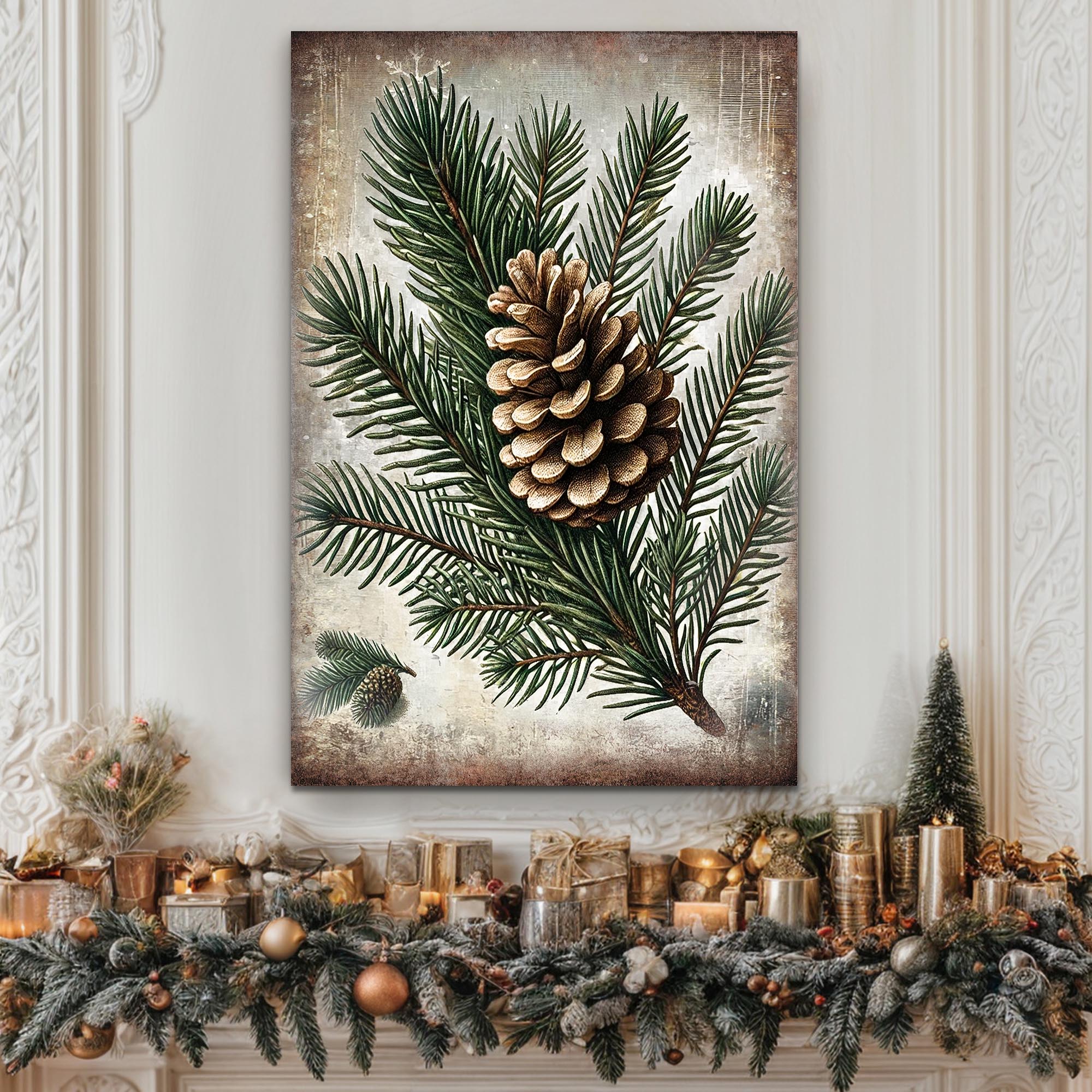 Vintage Winter Pine Cone Christmas Wall Art on sale at MyriadMart