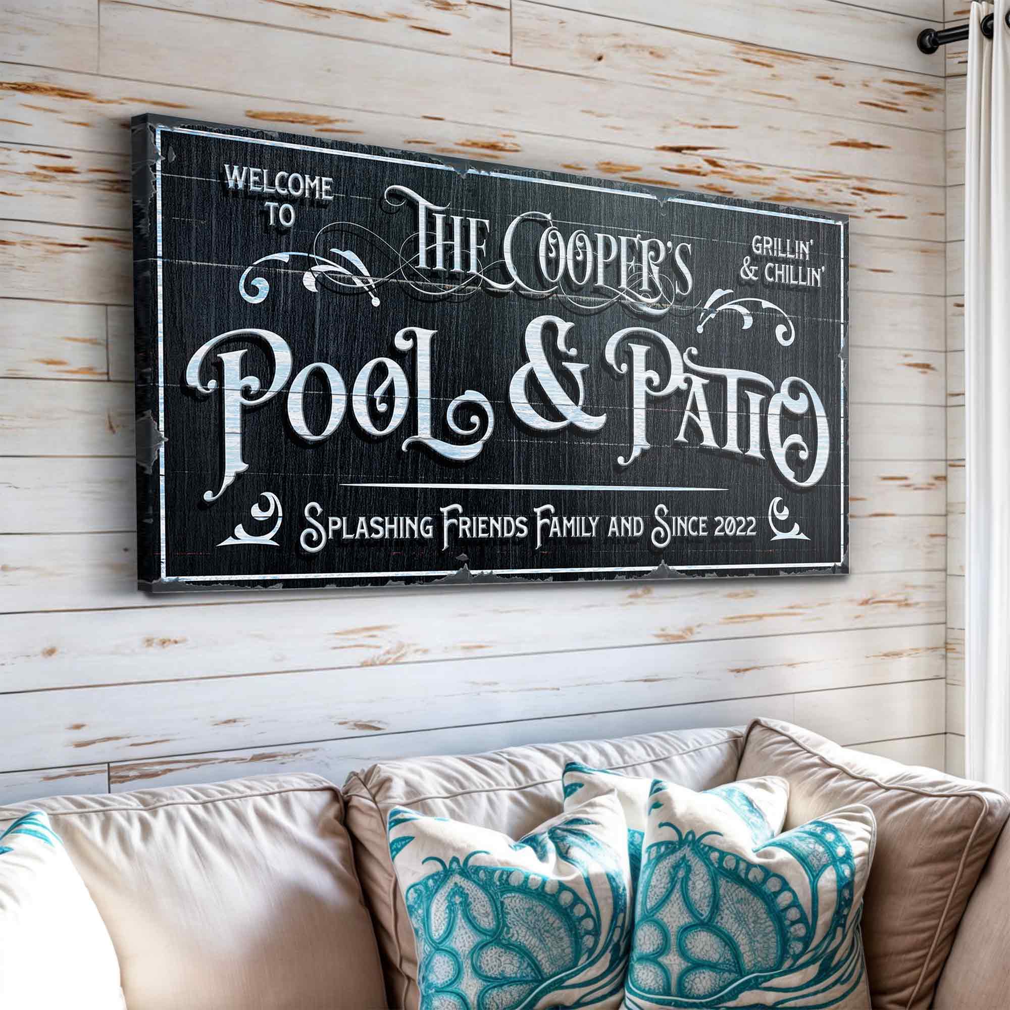 Personalized Pool Sign Black and White on sale at MyriadMart
