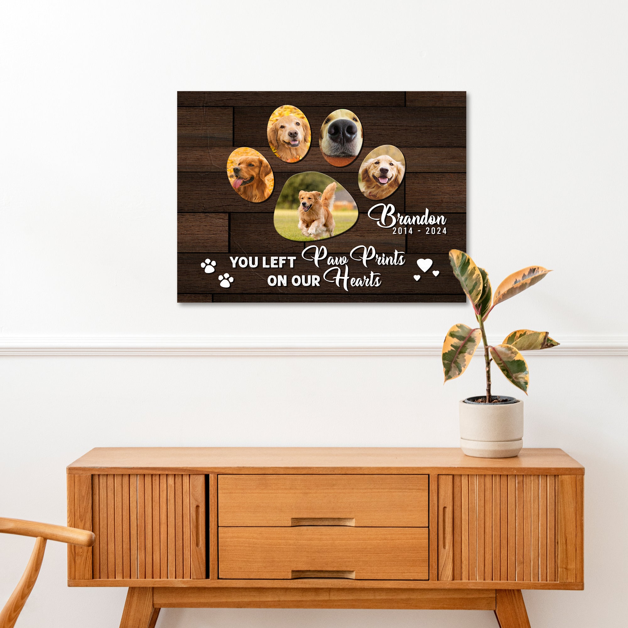 Pet Memorial Sign You Left Paw Prints On Our Hearts on sale at MyriadMart