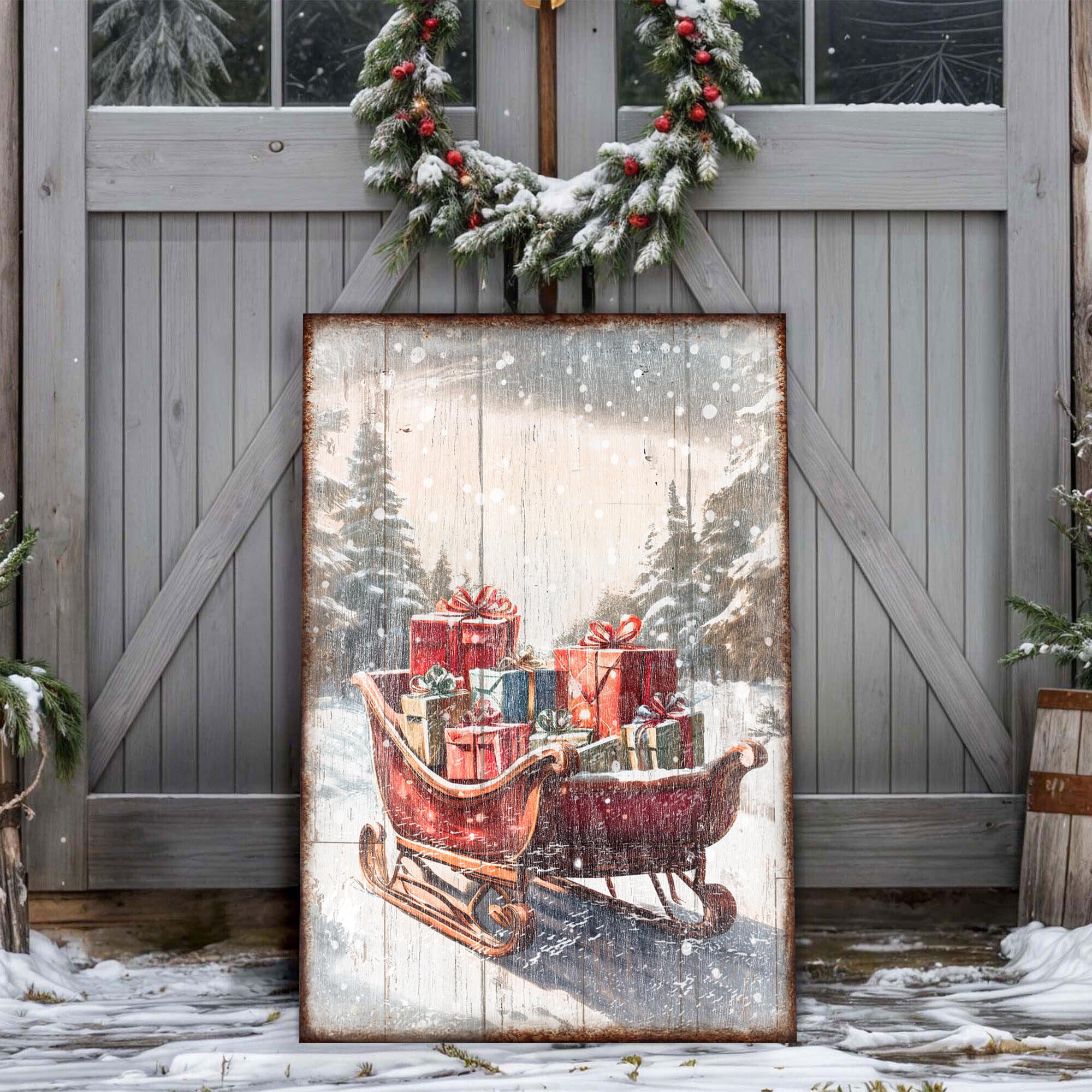 Vintage Christmas Sleigh Sled Wall Art V on sale at MyriadMart