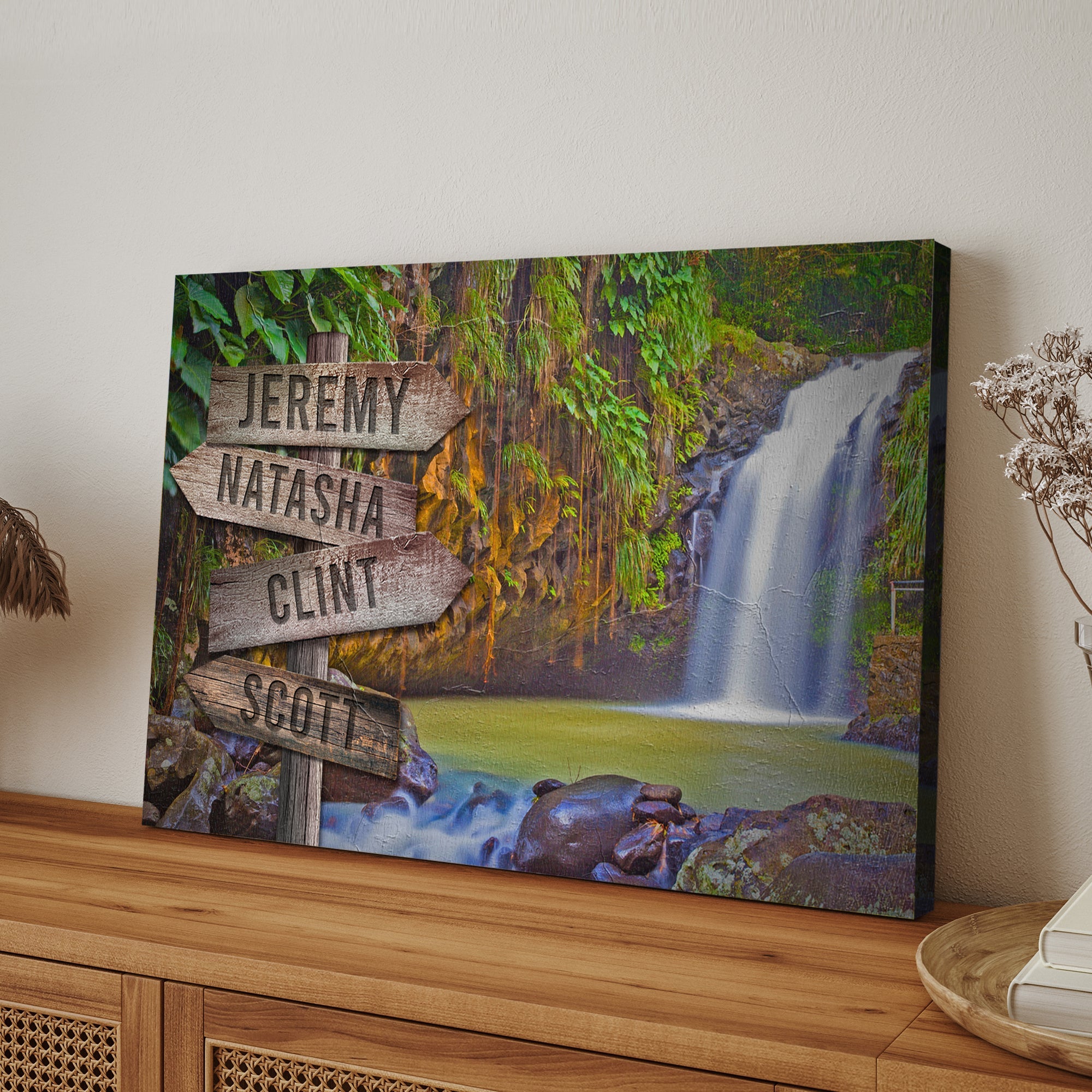 Waterfall Family Names Sign on sale at MyriadMart