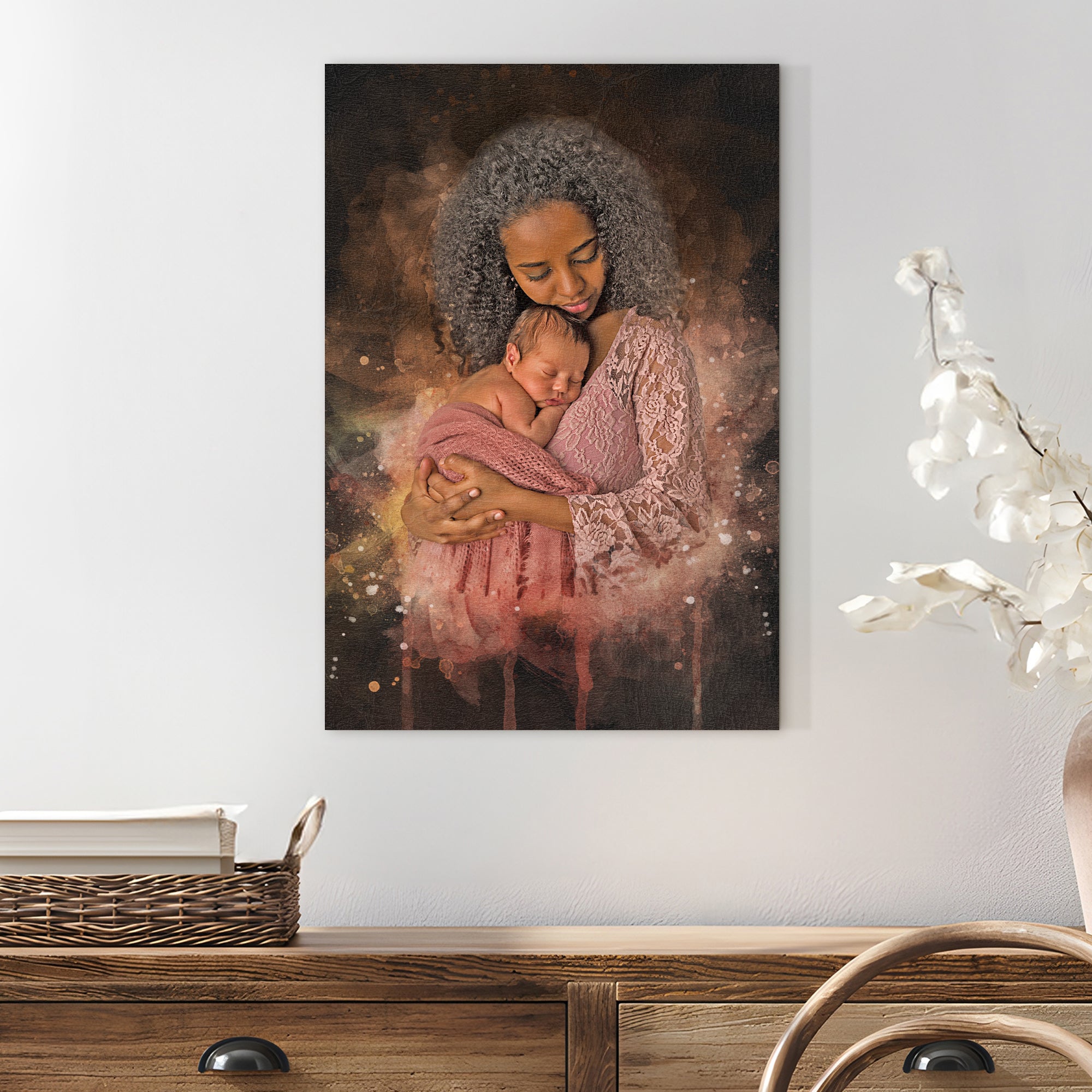 Mother's Day Watercolor Portrait Sign Mother and Child on sale at MyriadMart